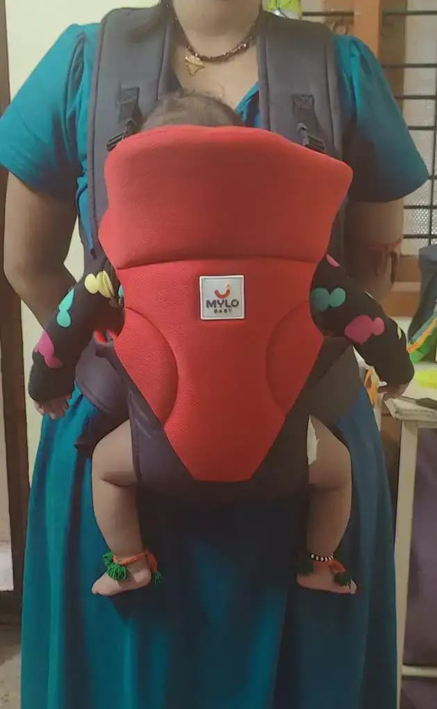 Baby Carrier Bag for 0 to 3 Years with 4 Comfortable Carrying Positions | Lightweight & Travel Friendly | Padded Neck & Shoulder Support - Red & Black
