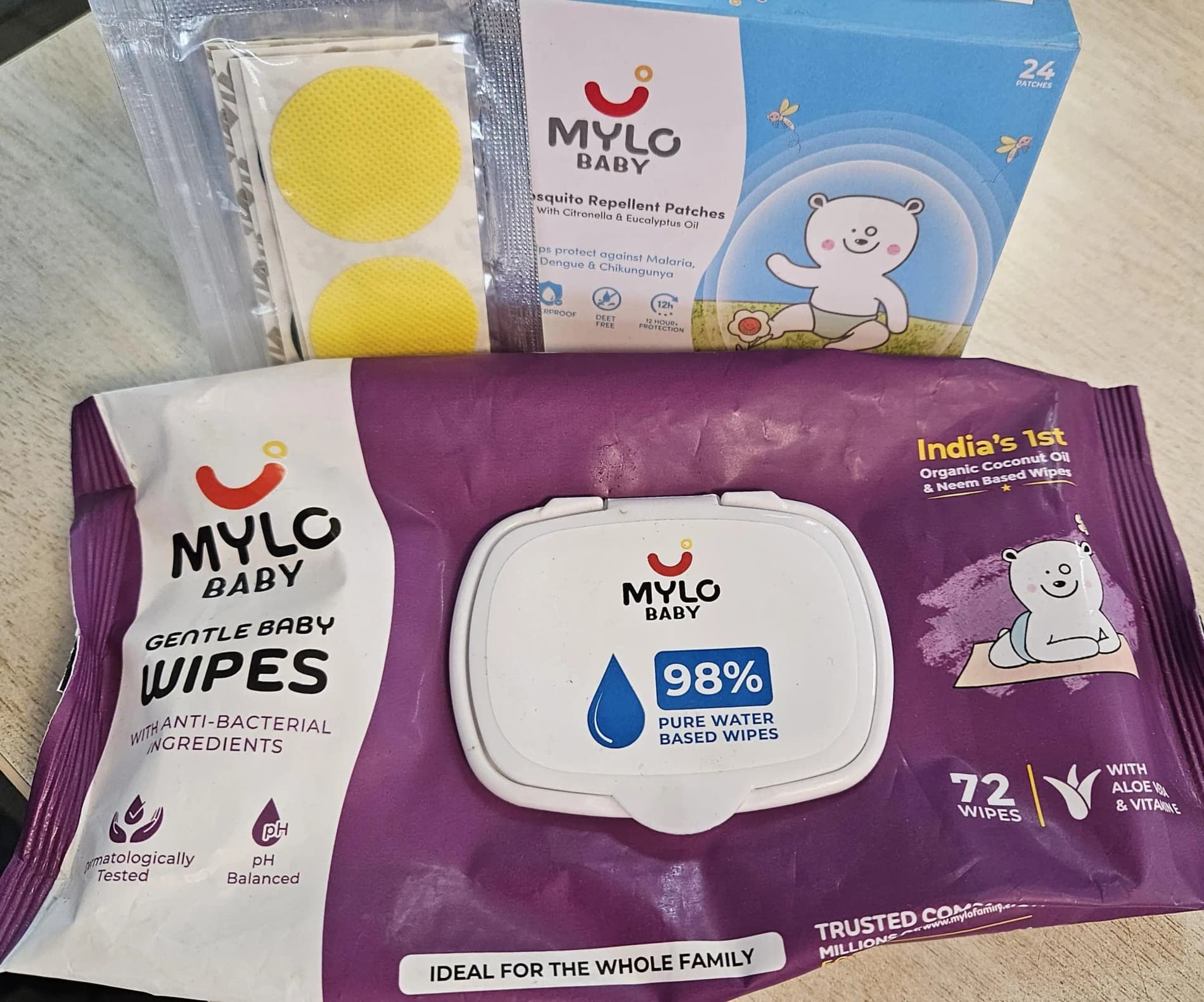 Gentle Baby Wipes With Lid  (Pack of 2)  + Mosquito Patches (Pack of 24)