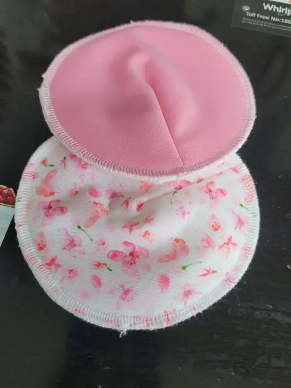 Reusable & Washable Breast Pads | Nursing Pads with Free Laundry Pouch | Leak-Proof | Comfort-Fit & Lightweight | Baby Pink 1 Pair