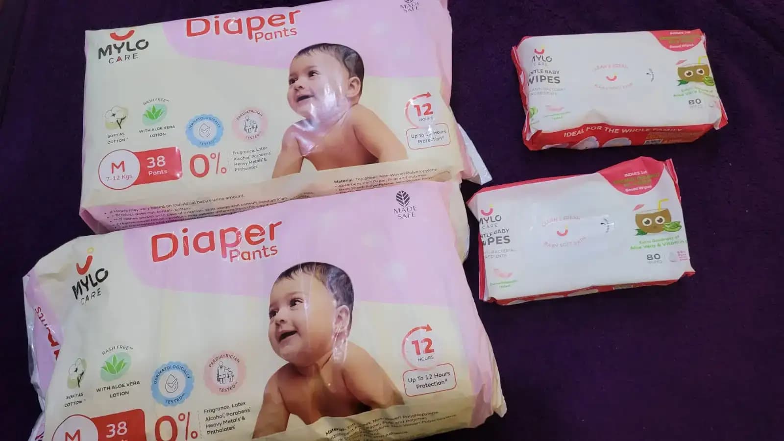 Monthly Diapering Super Saver Combo - Baby Diaper Pants Small (S) - (84 count) + Baby Wipes (Pack of 2)