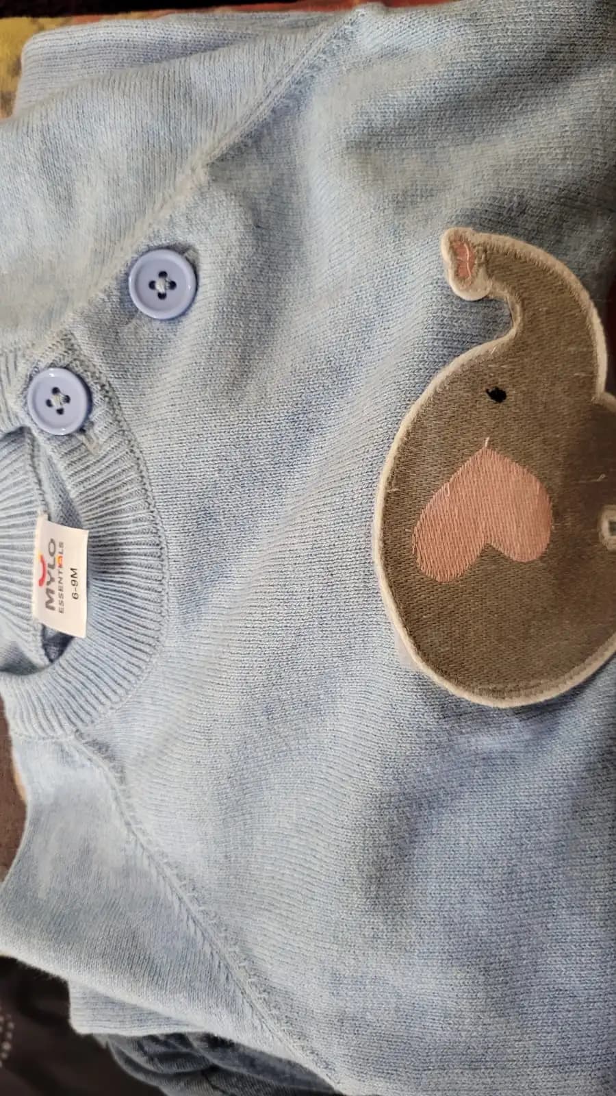 Baby Winter Wear Full Sleeves Romper /All-in-1 Suit in Fine Gauge 100% Cotton - Powder Blue Baby Elephant (12-18 M)