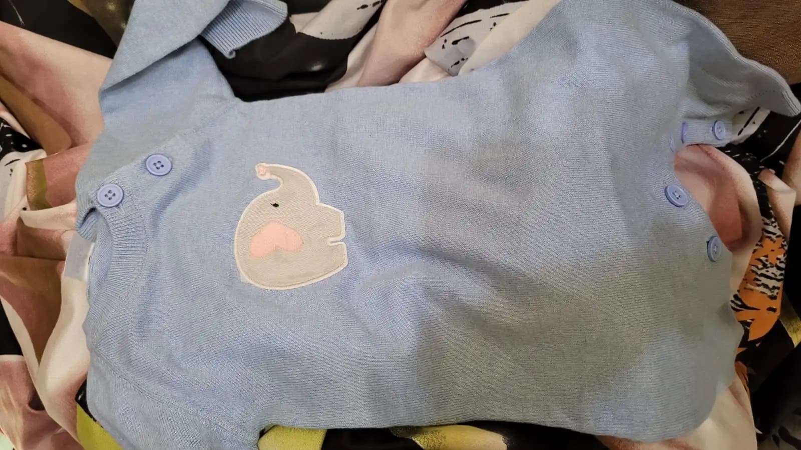 Baby Winter Wear Full Sleeves Romper /All-in-1 Suit in Fine Gauge 100% Cotton - Powder Blue Baby Elephant (12-18 M)
