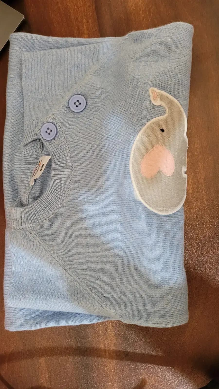 Baby Winter Wear Full Sleeves Romper /All-in-1 Suit in Fine Gauge 100% Cotton - Powder Blue Baby Elephant (12-18 M)