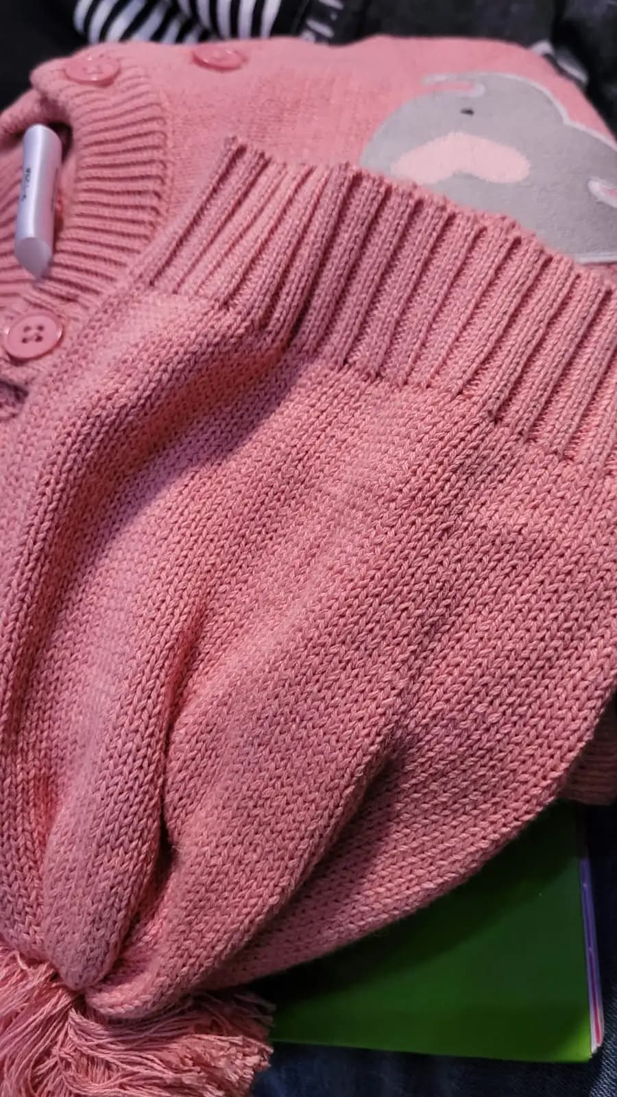 Baby Full Sleeves Sweater & Footed Pant Set with Cap in 100% Cotton –English Rose-Elephant (3-6 M)
