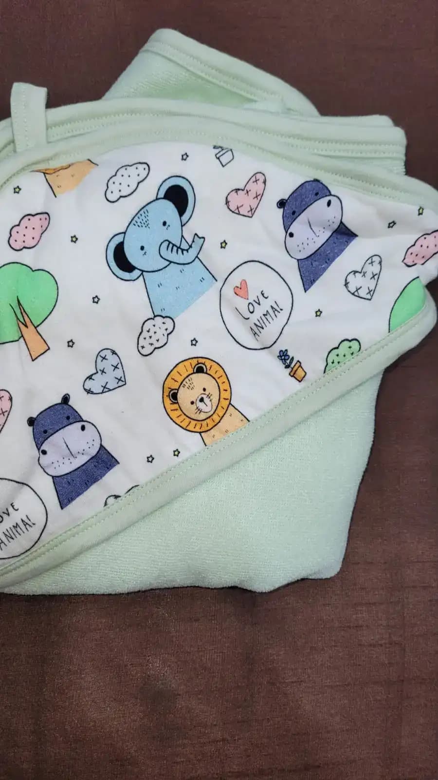 Baby Hooded Towel | Soft, Lightweight & Extra Absorbent |Keeps Baby Snug | Dries 3x Faster than Cotton | Baby Safari - Blue (78 cm x 78cm)