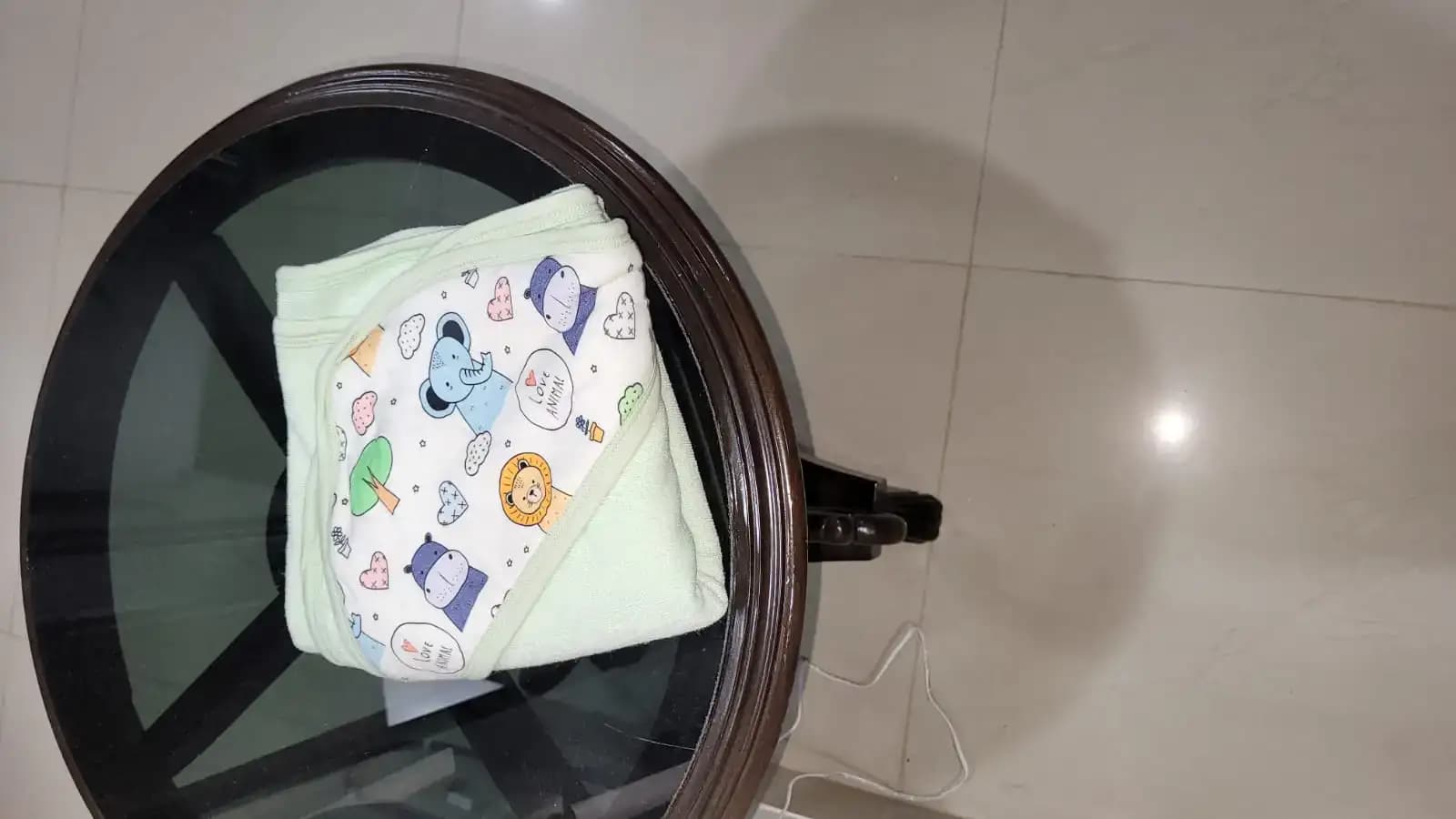 Baby Hooded Towel | Soft, Lightweight & Extra Absorbent |Keeps Baby Snug | Dries 3x Faster than Cotton | Baby Safari - Blue (78 cm x 78cm)