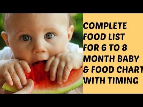 6 to 8 months baby food chart