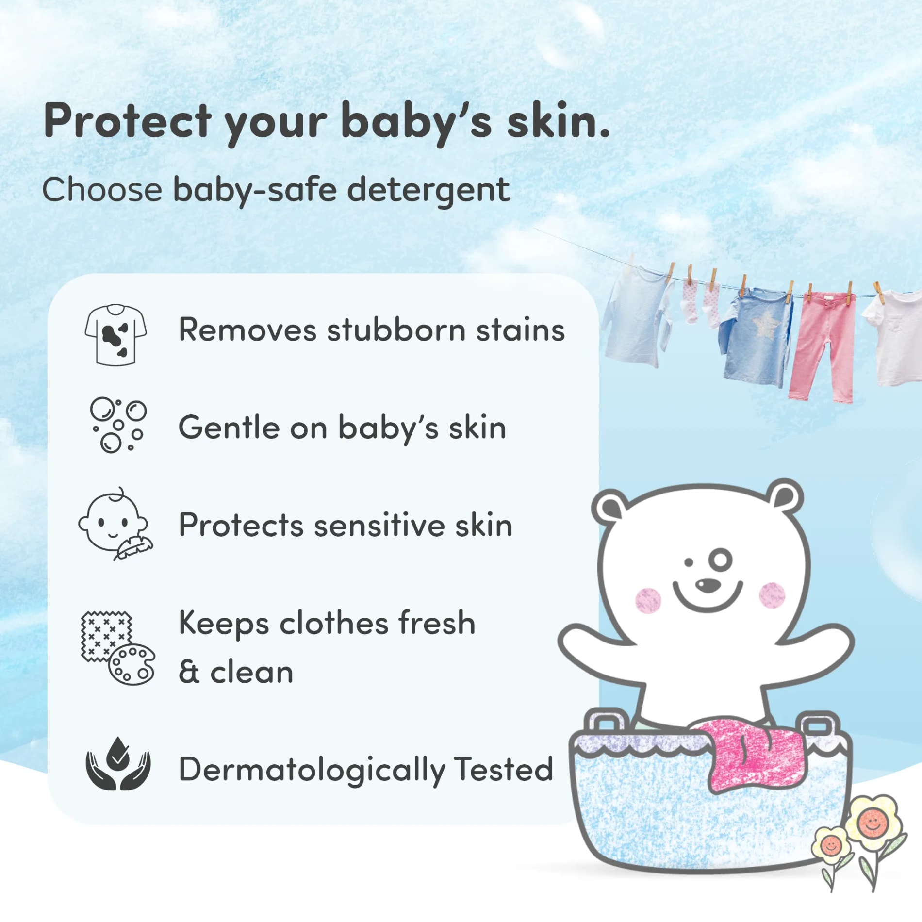Baby-Safe Liquid Detergent & Liquid Cleanser | Pack of 1 each | Kills 99.9% Germs