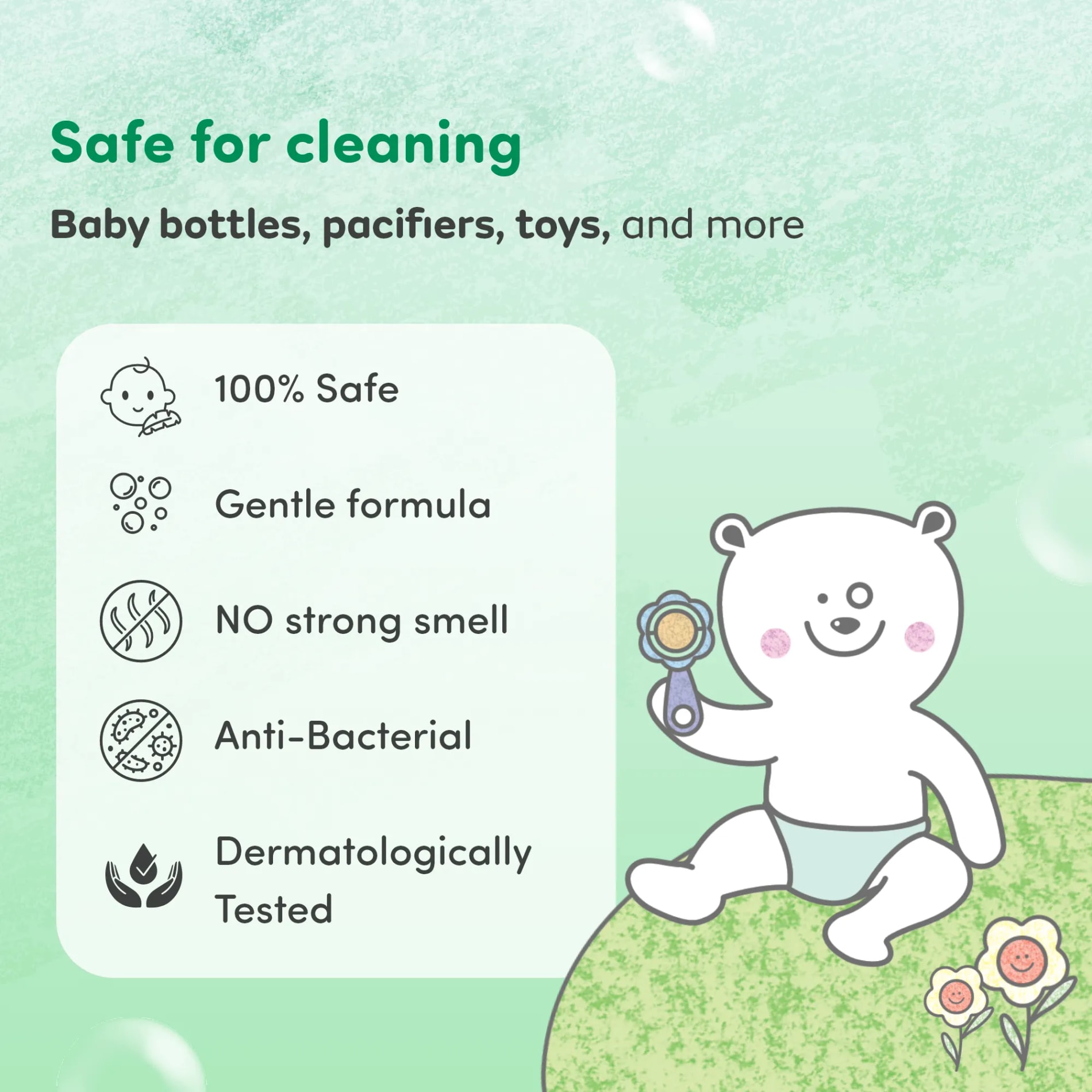 Baby-Safe Liquid Detergent & Liquid Cleanser | Pack of 1 each | Kills 99.9% Germs