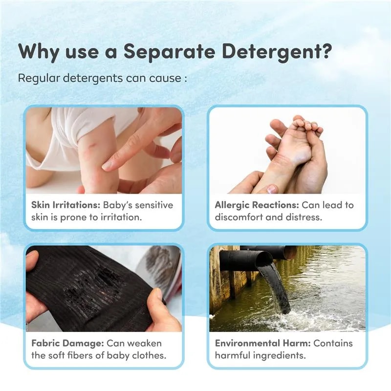 Baby Safe Liquid Detergent for Baby Clothes | Tough on stains | Gentle on clothes | Keeps Color & Softness Intact | Suitable for Front & Top Load Washing Machine | 1 litre