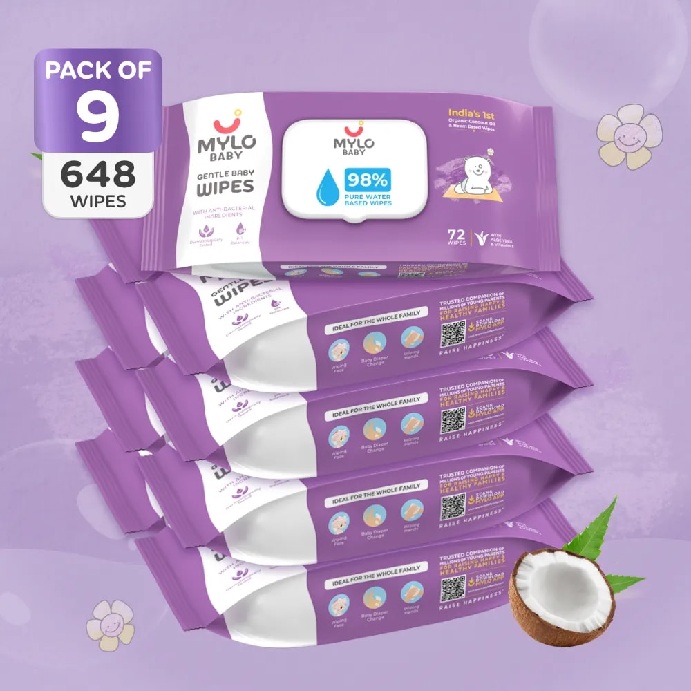 Gentle Baby Wipes with Lid - Pack of 9