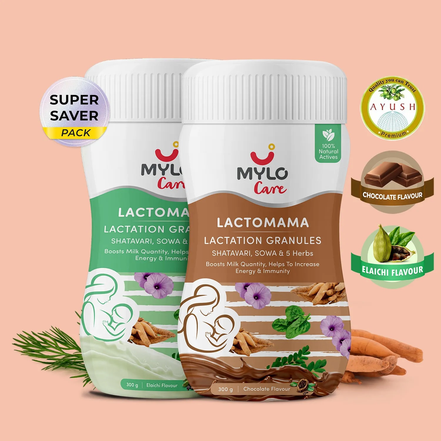 Increase Breast Milk Supply with LactoMama ™ Lactation Granules - 300g - Chocolate & Elaichi - Pack of 1 each