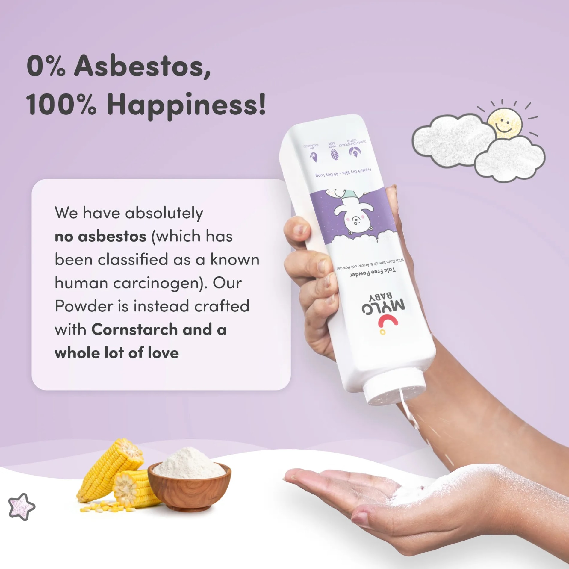 Baby Powder for Kids | Made Safe Australia Certified | Absorbs Extra Oil | Relieves Itchiness | Softens Skin | Safe for all skin types - 100 gm