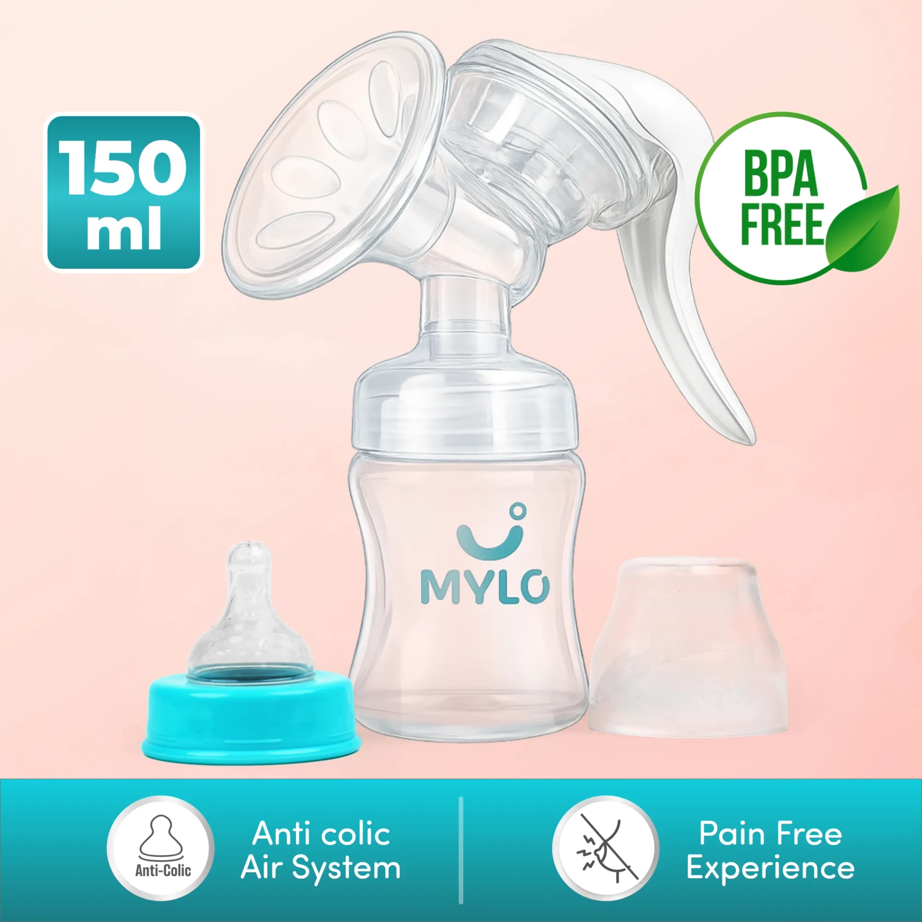 Manual Breast Pump With Bottle (150 ml)