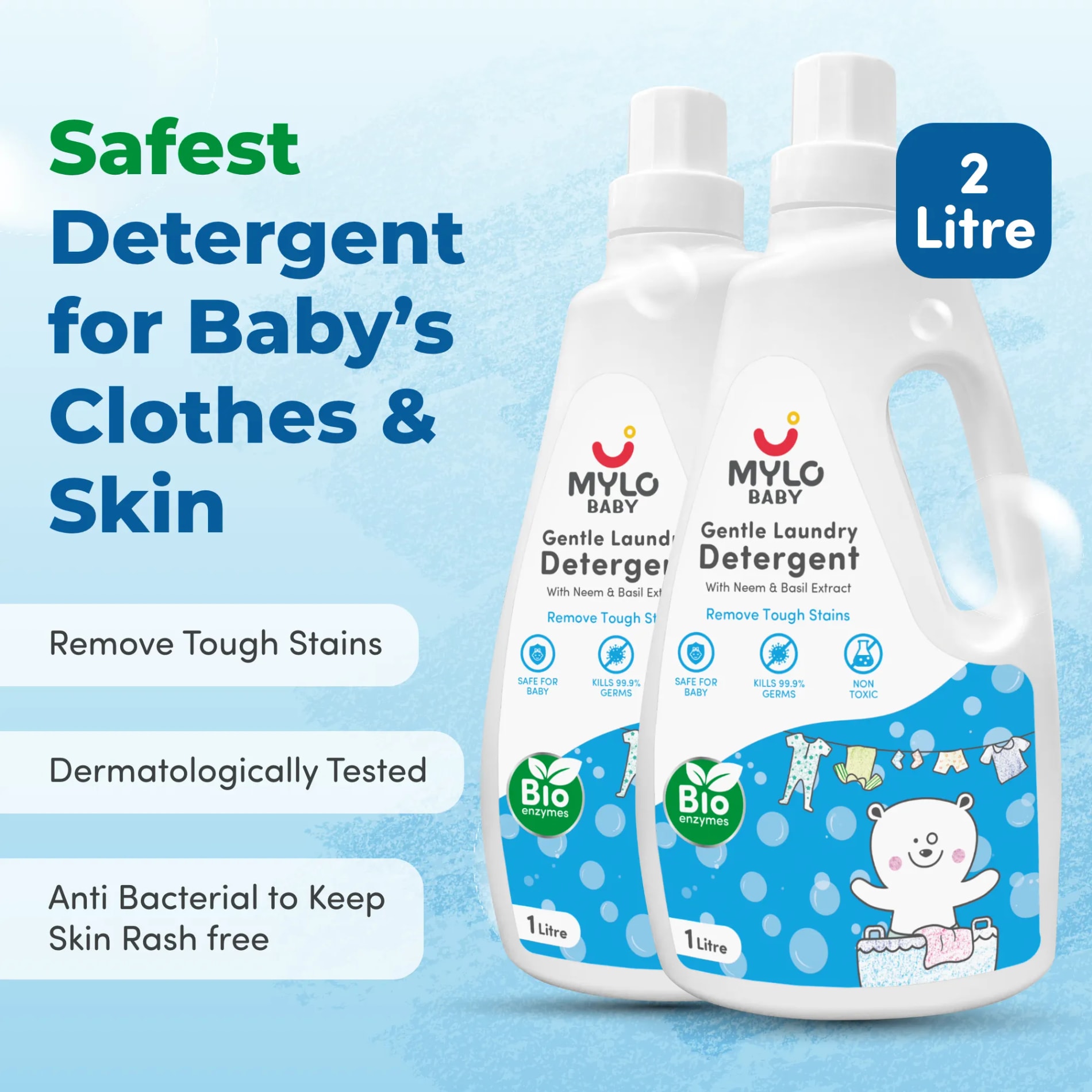 Baby Safe Liquid Detergent ​- 1 litre x Pack of 2