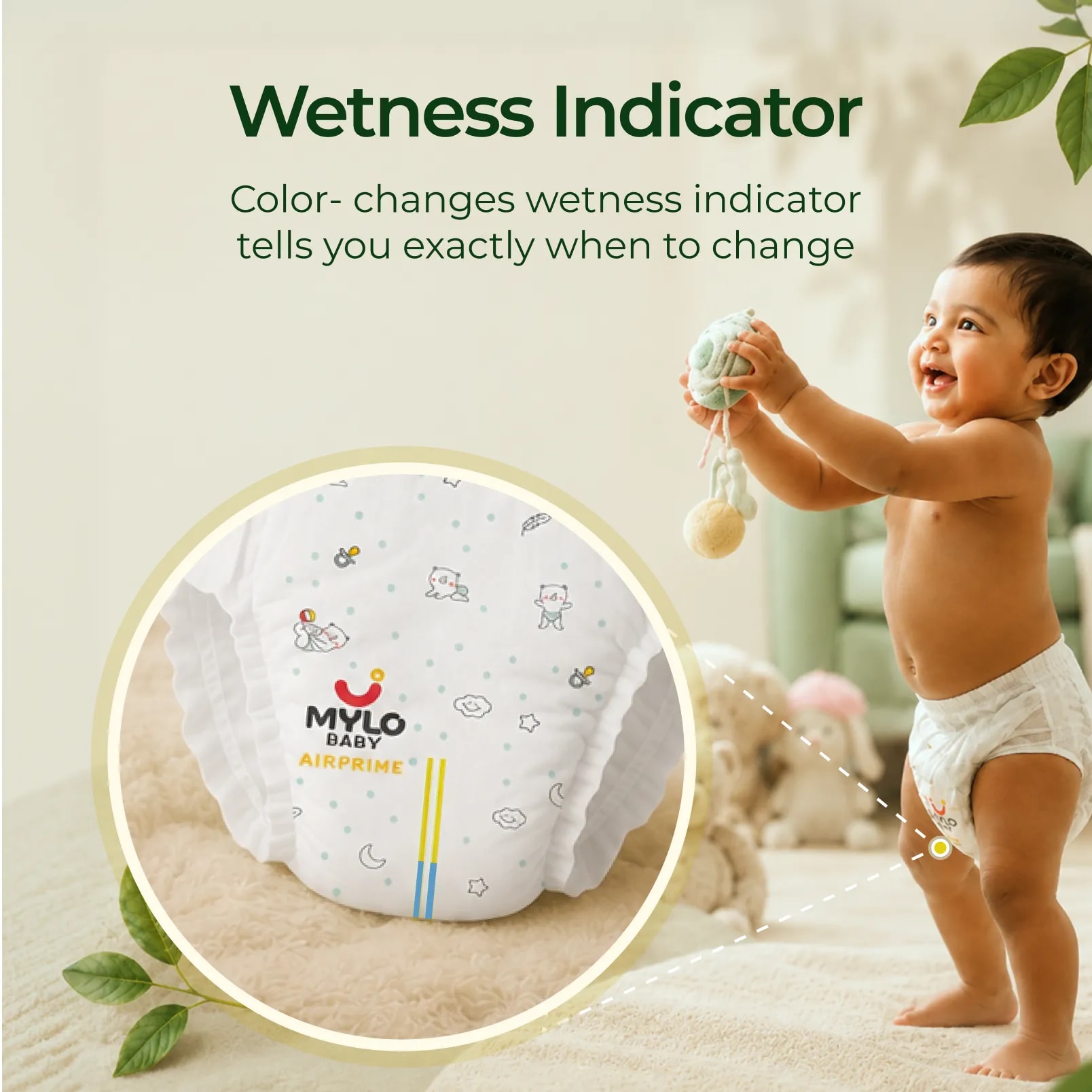 Mylo Airprime™ Premium Diaper Pants with Wetness Indicator - S(5-9 Kgs) - 26 Count