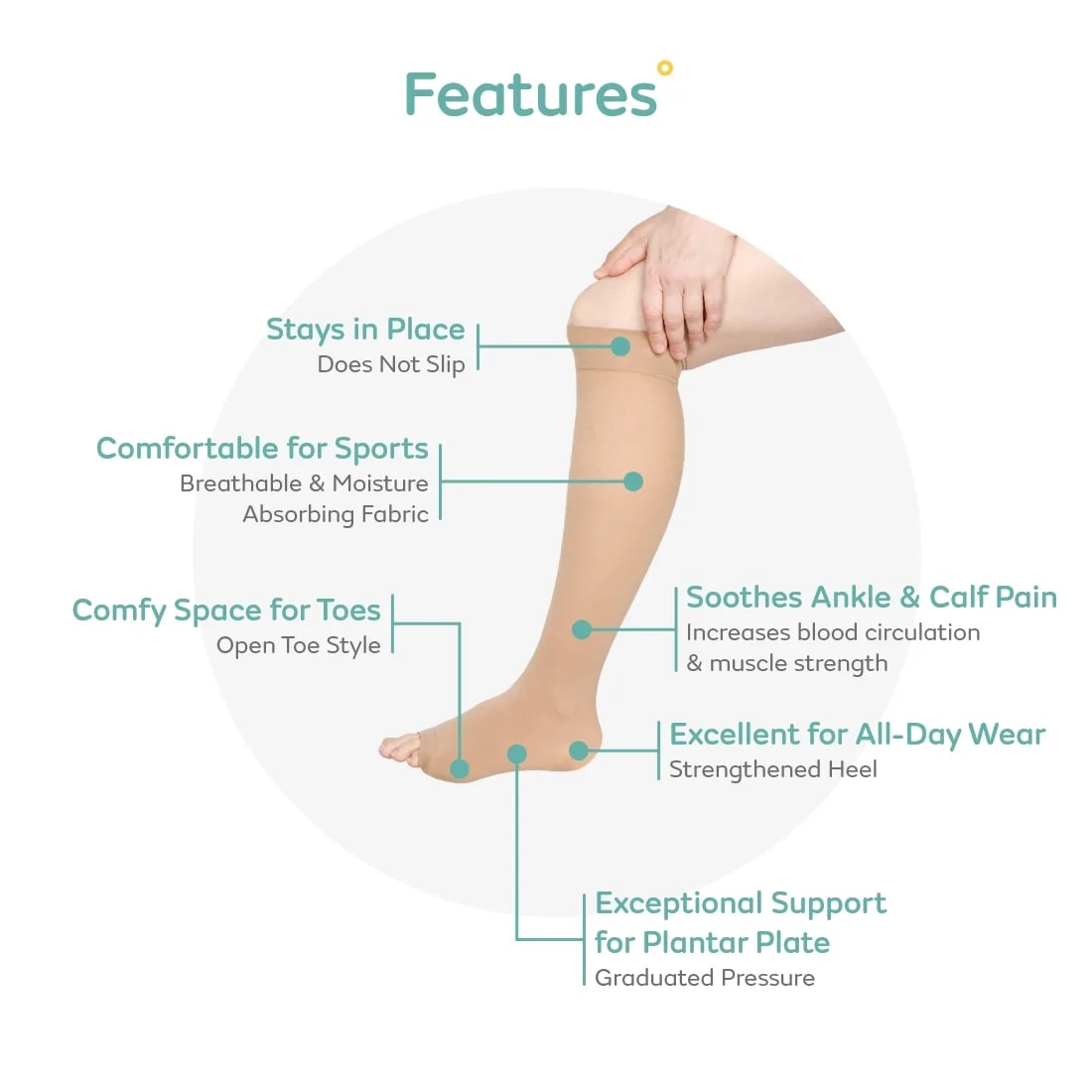 Open Toe Compression Stockings - Knee Length (S)