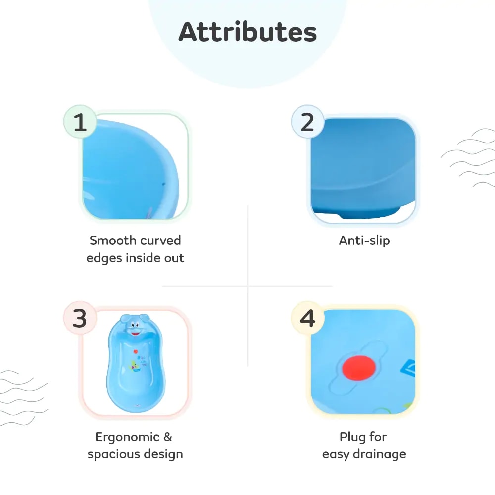 Classic Bear Bathtub for Toddlers | 6 Months to 3 Years | BPA Free | Anti Slip | Blue