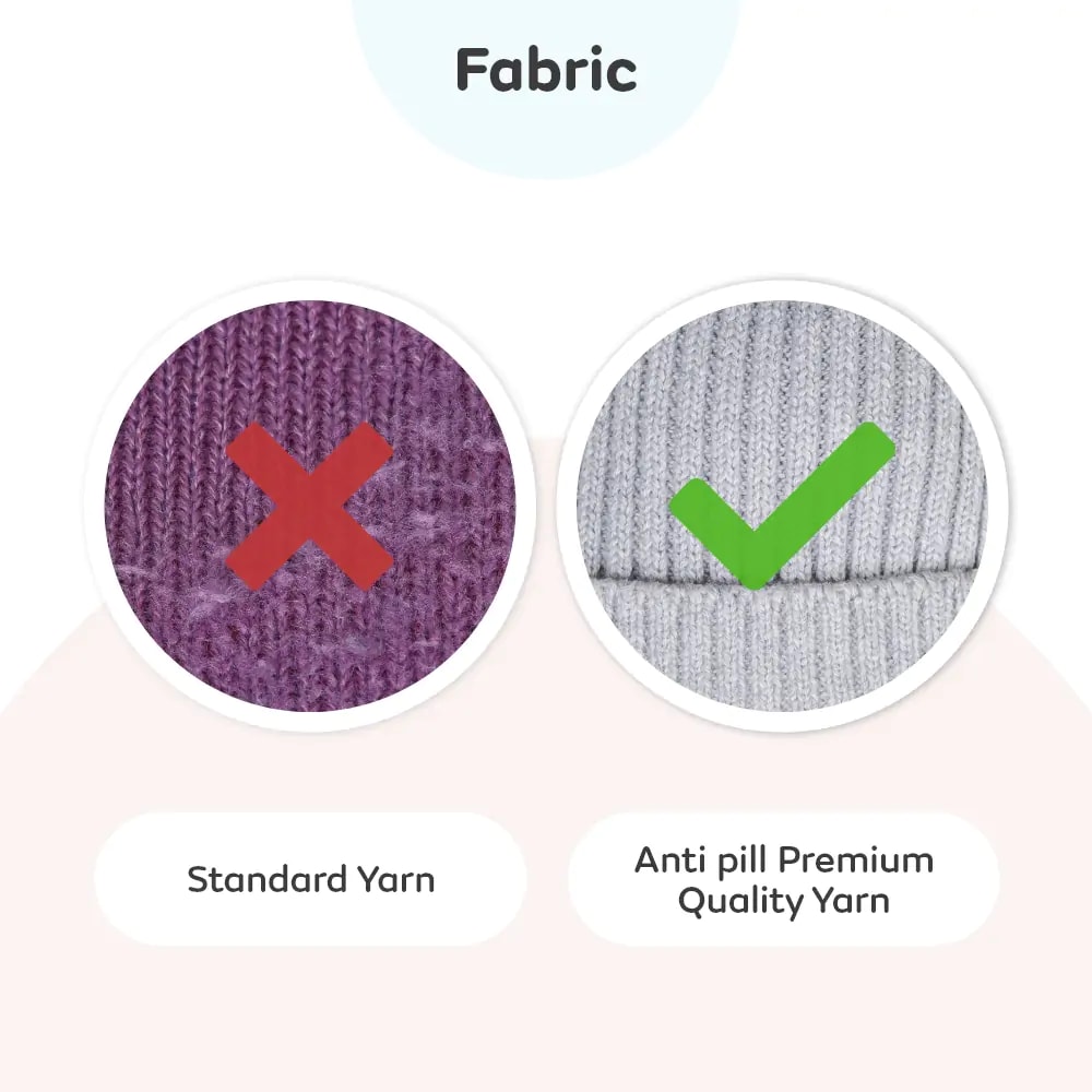 Baby Warm Winter Cap/Beanie with Pom-Pom in 100% Cotton – Lt. Grey (0-6M) 