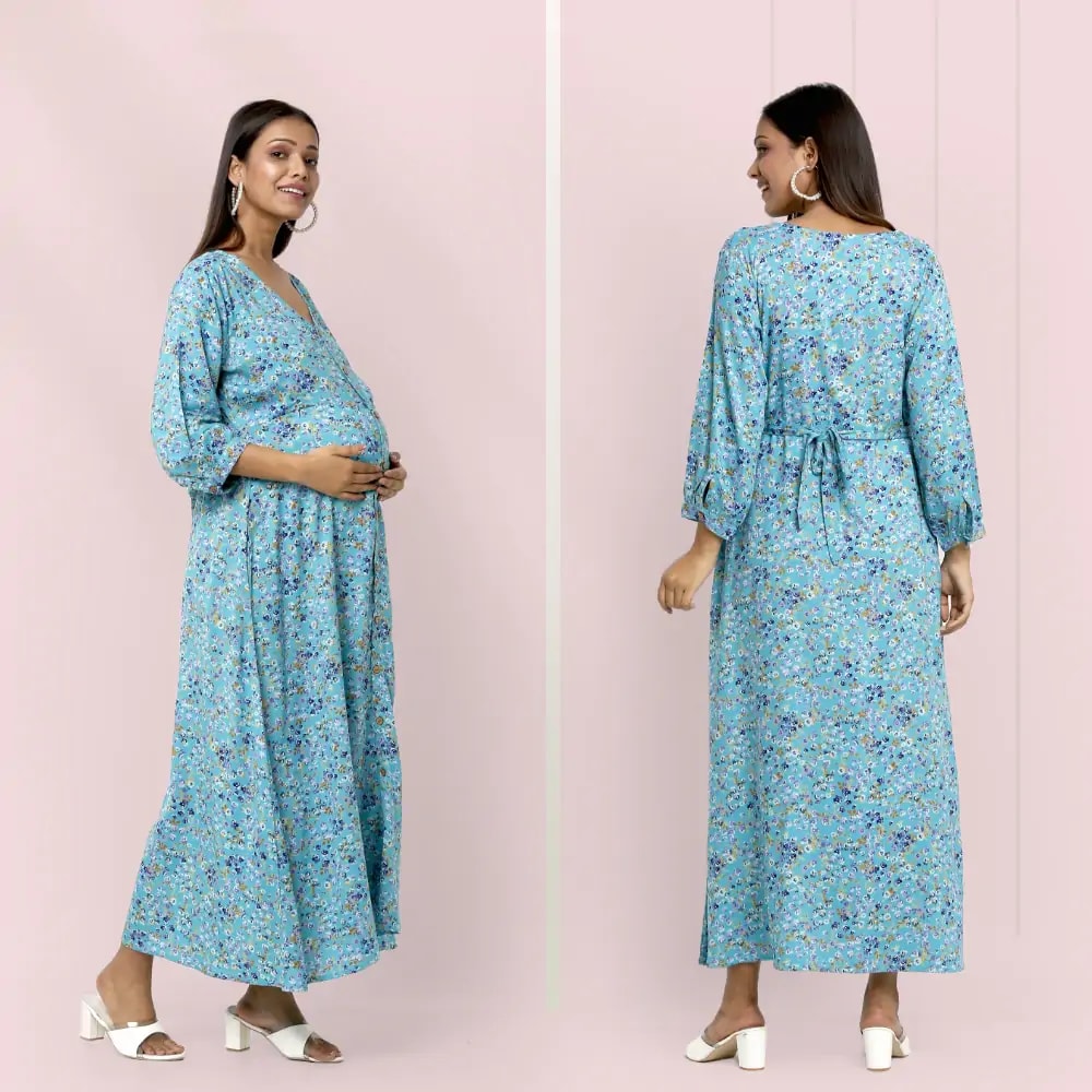 Maternity Dress Maxi cum Kurti - XXL - Miami Green