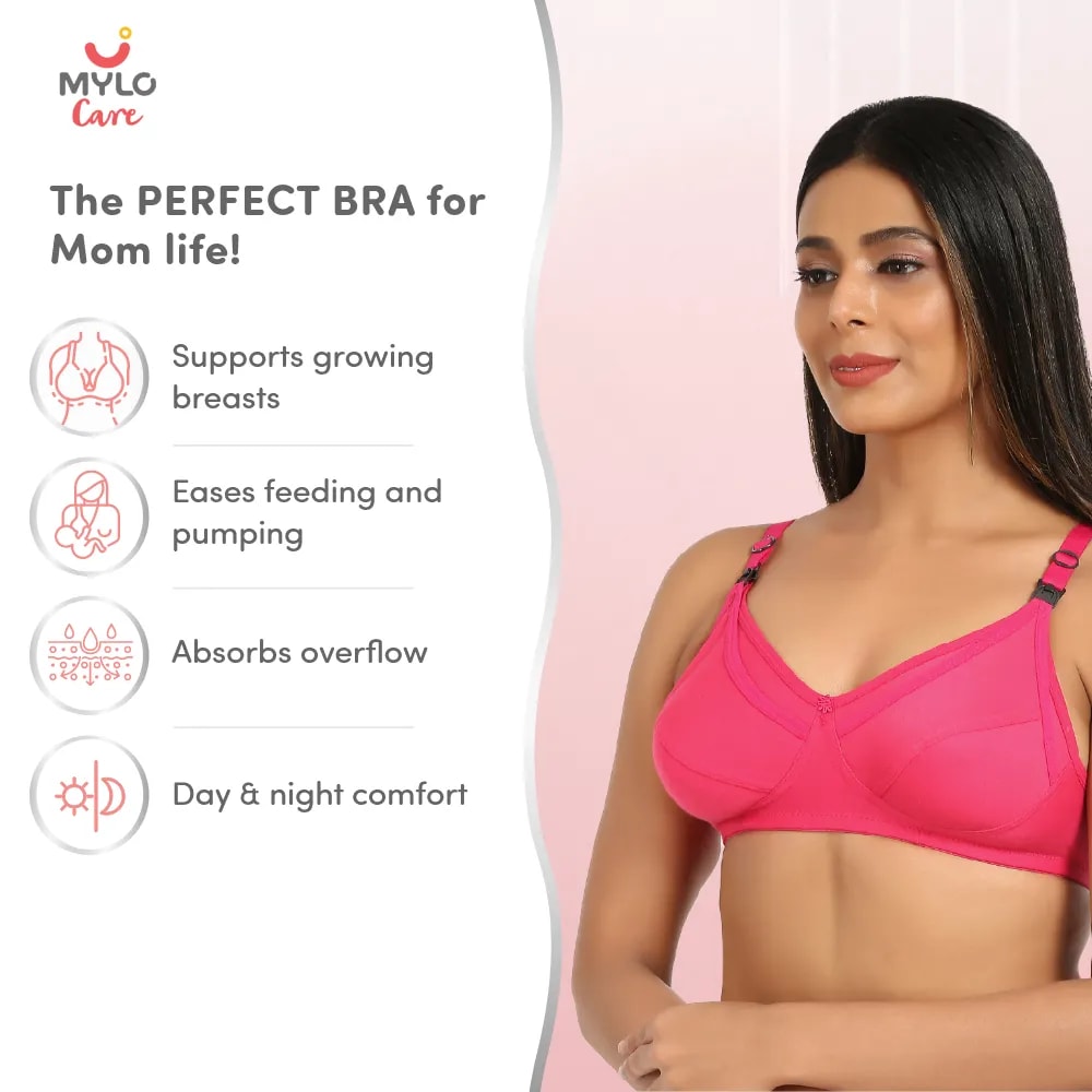38C - Maternity Bras Non-Wired, Non-Padded - Dark Pink (Buy 2 Get 1 Free)