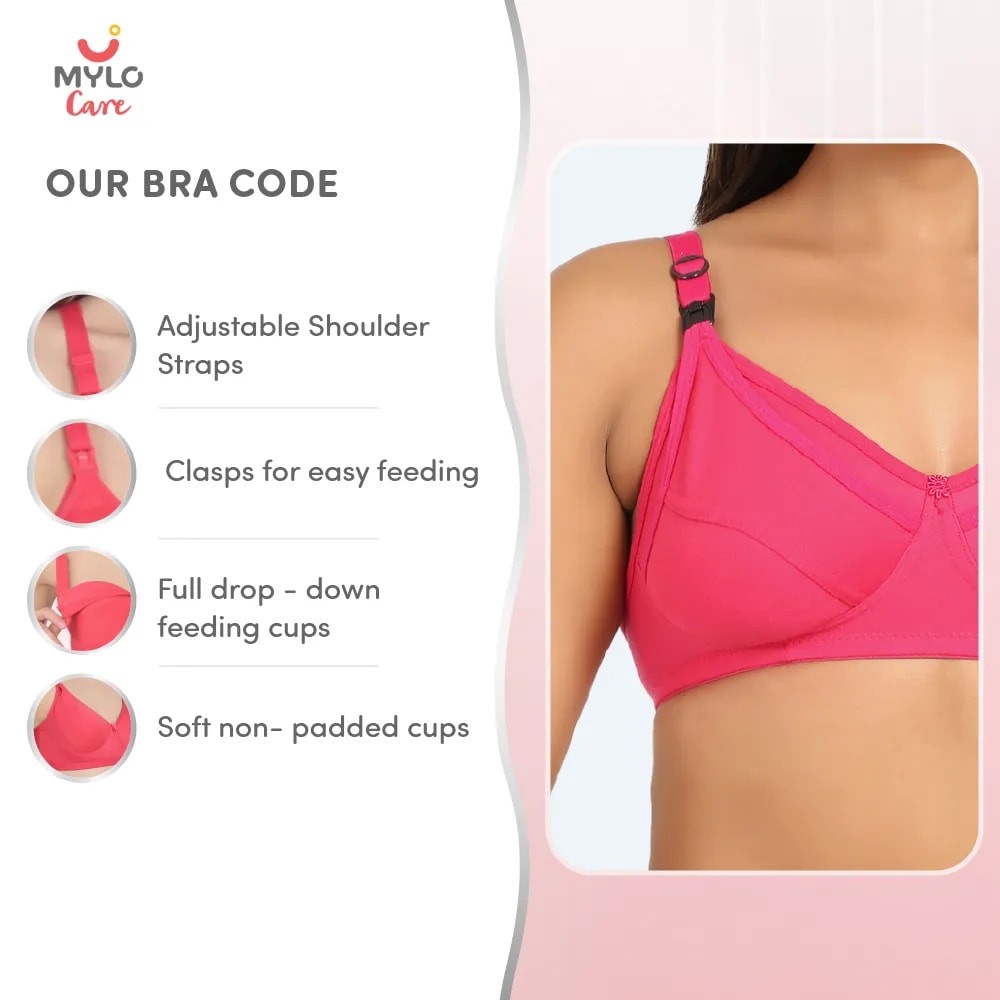 38C - Maternity Bras Non-Wired, Non-Padded - Dark Pink (Buy 2 Get 1 Free)