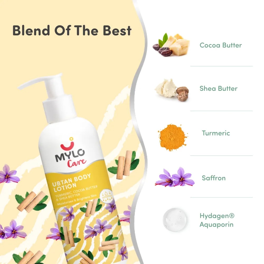 Ubtan Body Lotion with Turmeric, Cocoa Butter & Shea Butter | Soothes Dry Skin | Provides 24 Hours Moisturization | Makes the Skin Glow 275ml