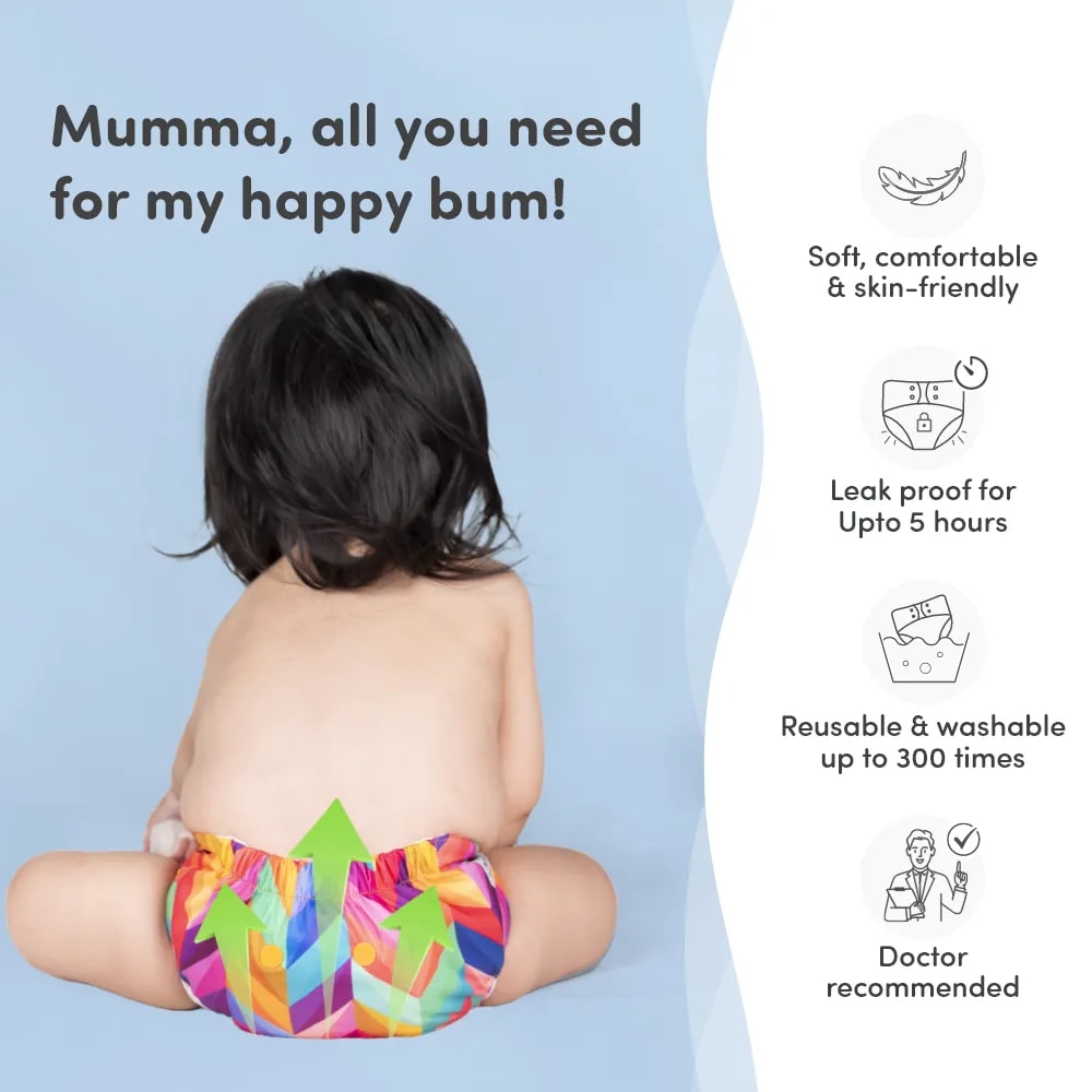 Adjustable & Reusable Cloth Diaper - Rainbow & Jungle - Pack of 2
