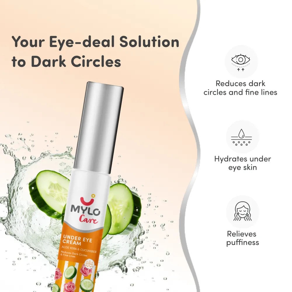 Under Eye Cream for Dark Circles - Hydrates Under Eye Skin | Relieves Puffiness & Tightens Skin | Non-Sticky | Made with Natural Ingredients - 15gm
