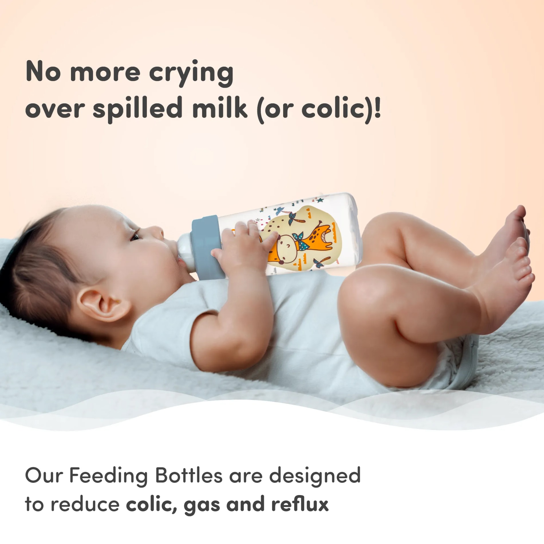 2-in-1 Baby Feeding Bottle | BPA Free with Anti-Colic Nipple & Spoon | Feels Natural Baby Bottle | Easy Flow Neck Design - Giraffe 250ml