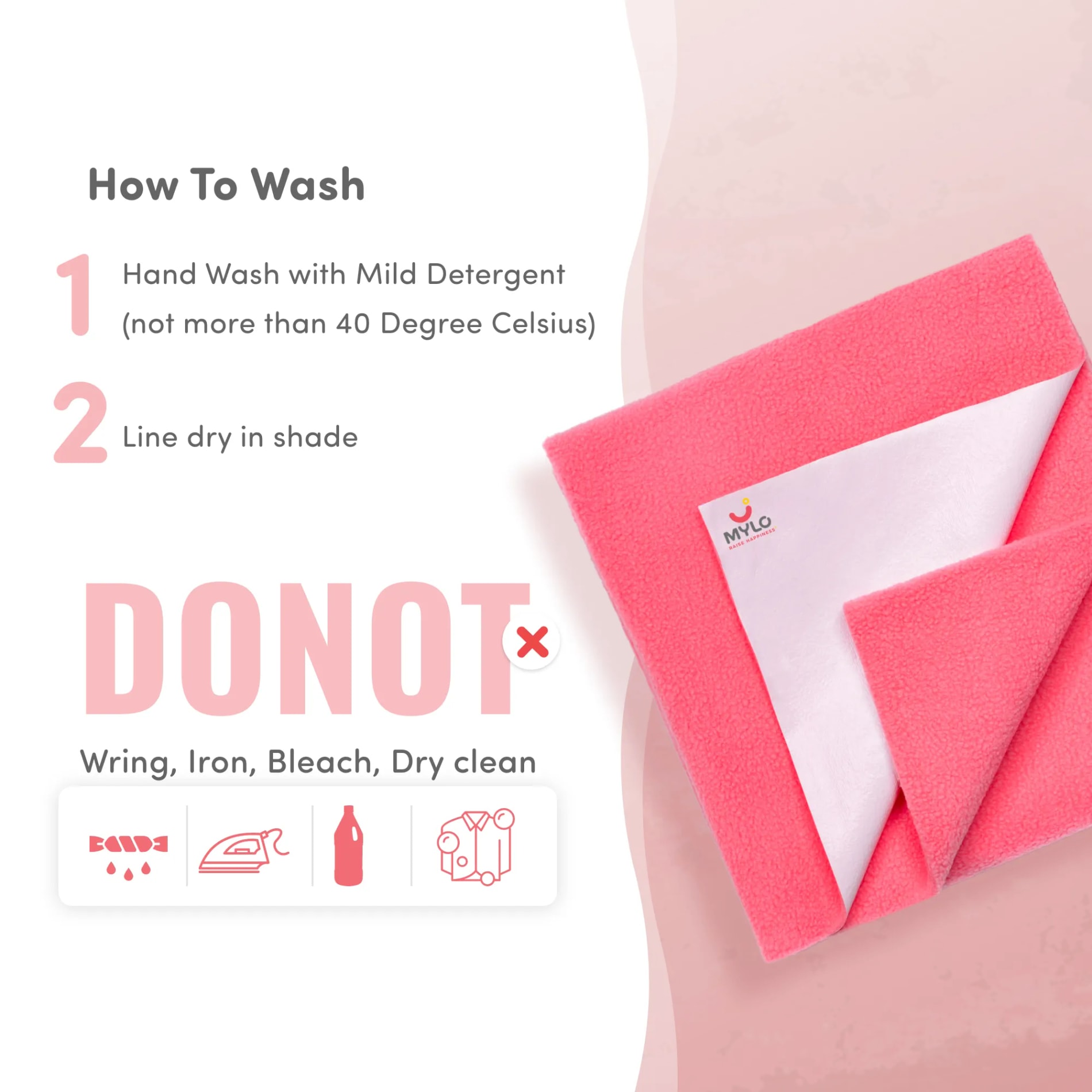 Waterproof Extra Absorbent Baby Dry Sheet & Bed Protector | Guards Against Spills, Stains & Nappy Leaks | Foldable & Portable - Salmon Rose - M