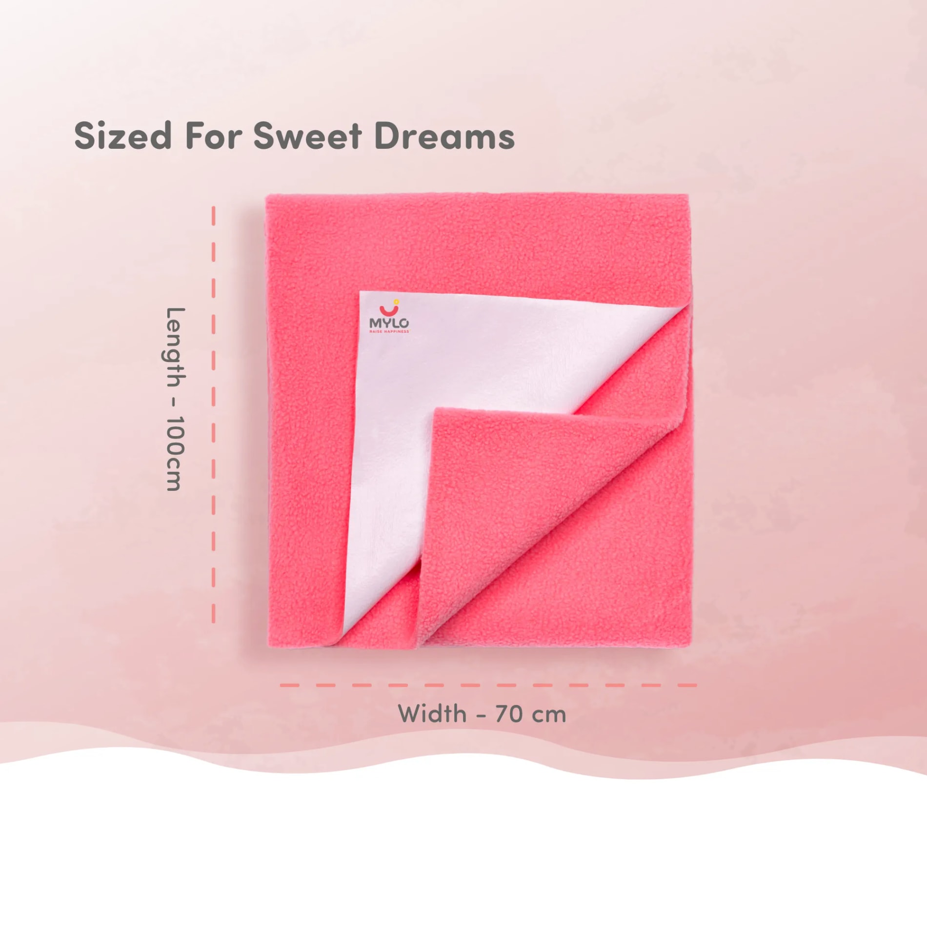 Waterproof Extra Absorbent Baby Dry Sheet & Bed Protector | Guards Against Spills, Stains & Nappy Leaks | Foldable & Portable - Salmon Rose - M