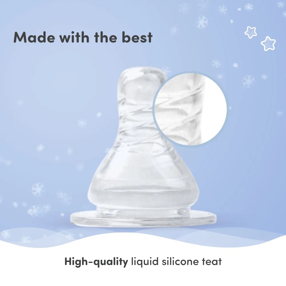 Feels Natural Anti Colic Medium (M) Flow Grooved Baby Nipple | BPA Free | Breast-Like Nipple | Food Grade Material | Wide Base for Better Latch | Can be Sterilized | Microwave Safe | Fits Most Standard Bottles - Pack of 2