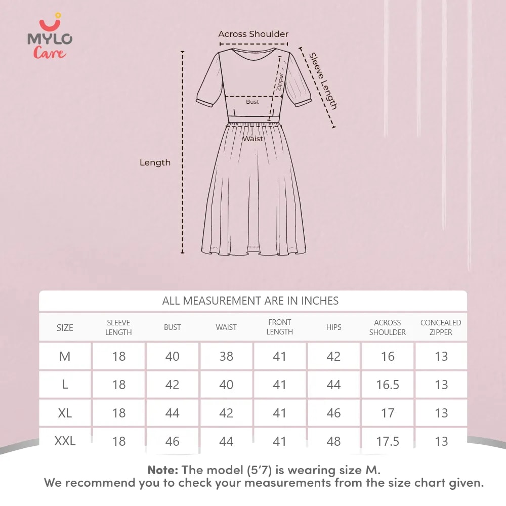 Maternity Dresses For Women with Both Side Zipper For Easy Feeding | Adjustable Belt for Growing Belly | Maxi Dress | Geometric - Pink | M