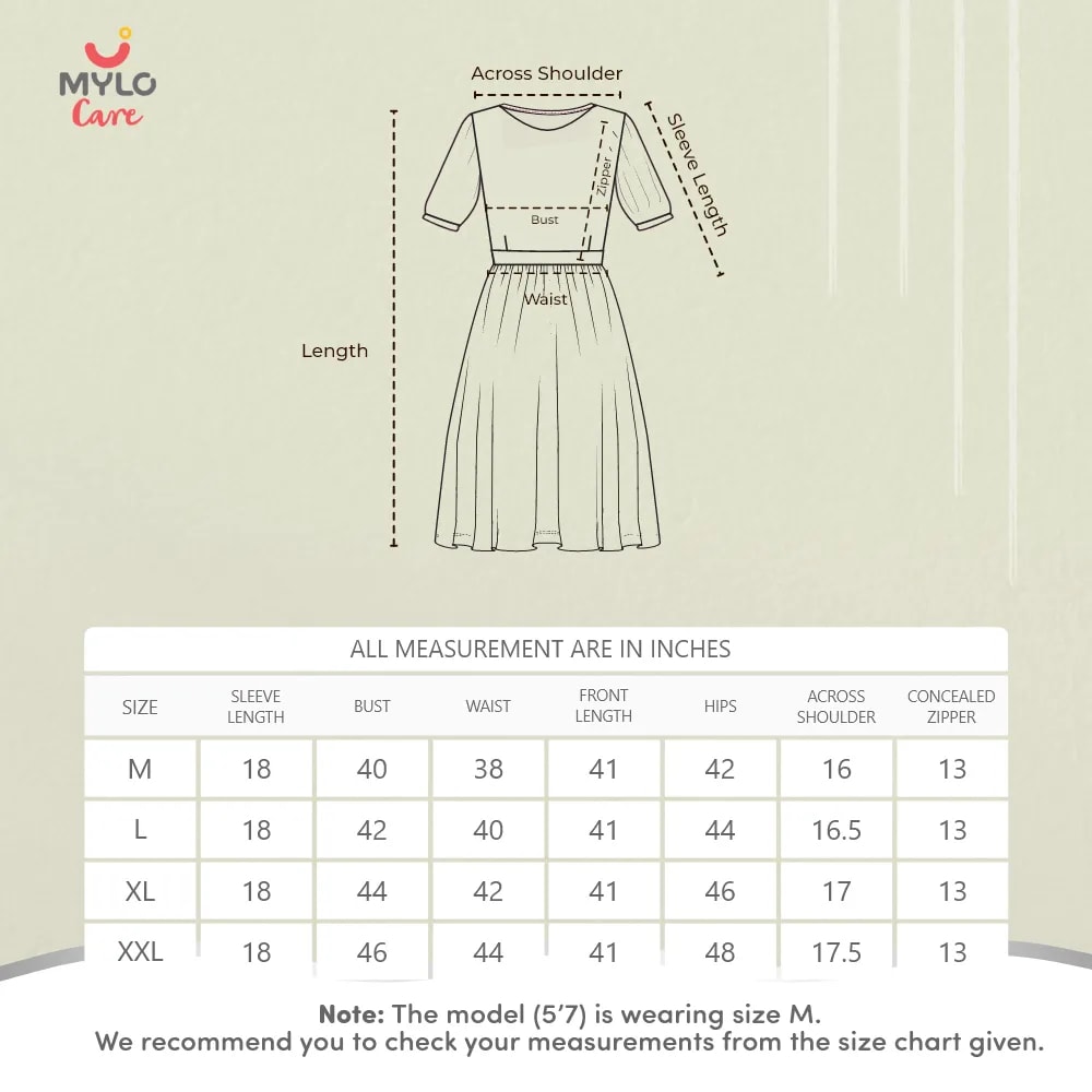 Maternity Dresses For Women with Both Side Zipper For Easy Feeding | Adjustable Belt for Growing Belly | Maxi Dress | Ditsy Daisy - Mustard | L
