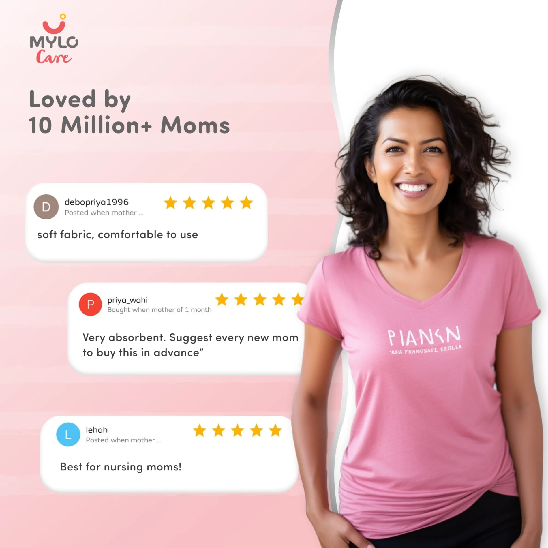 Reusable & Washable Breast Pads | Nursing Pads with Free Laundry Pouch | Leak-Proof | Comfort-Fit & Lightweight | Baby Pink 1 Pair