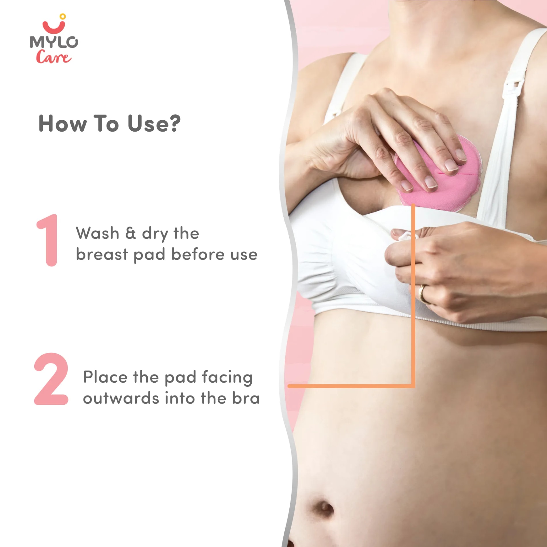 Reusable & Washable Breast Pads | Nursing Pads with Free Laundry Pouch | Leak-Proof | Comfort-Fit & Lightweight | Baby Pink 1 Pair