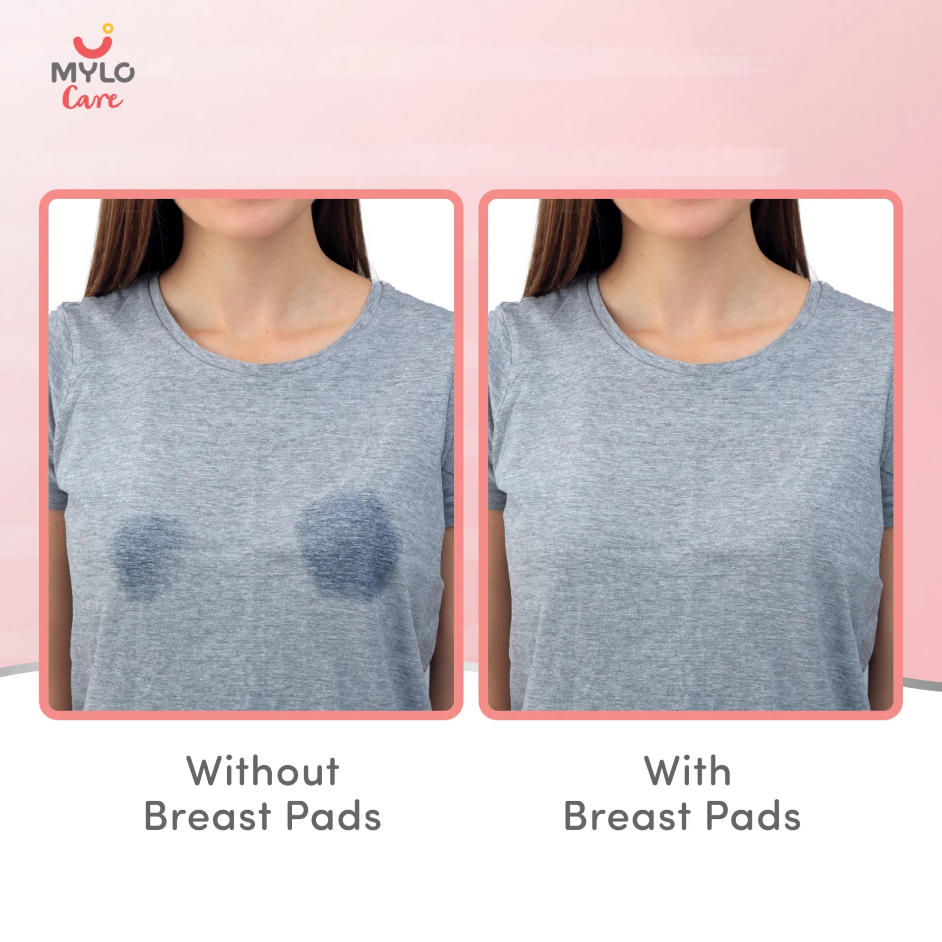 Reusable & Washable Breast Pads | Nursing Pads with Free Laundry Pouch | Leak-Proof | Comfort-Fit & Lightweight | Baby Pink 1 Pair