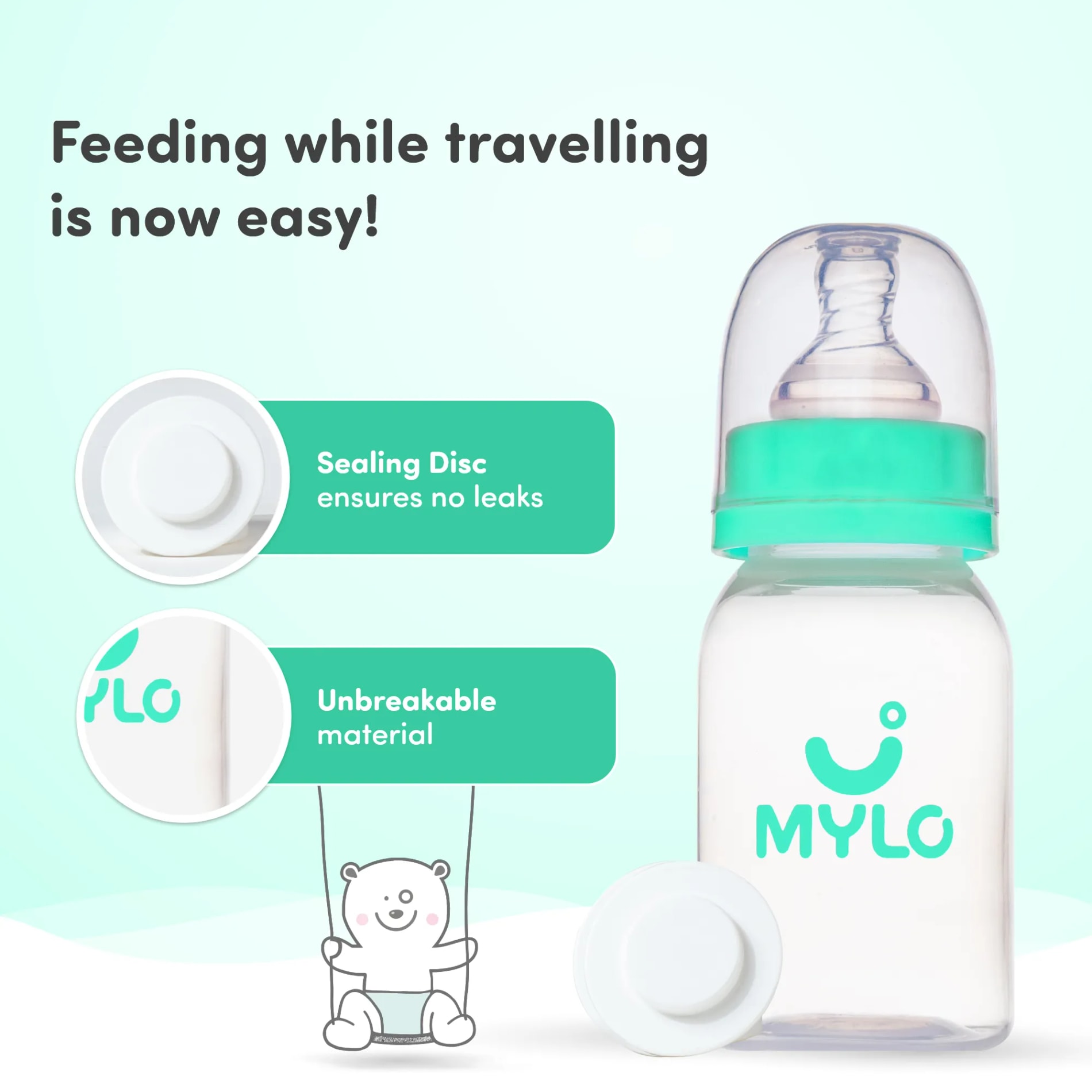 2-in-1 Baby Feeding Bottle | BPA Free with Anti-Colic Nipple | Easy Flow Neck Design - Green & Orange 125ml & 250ml