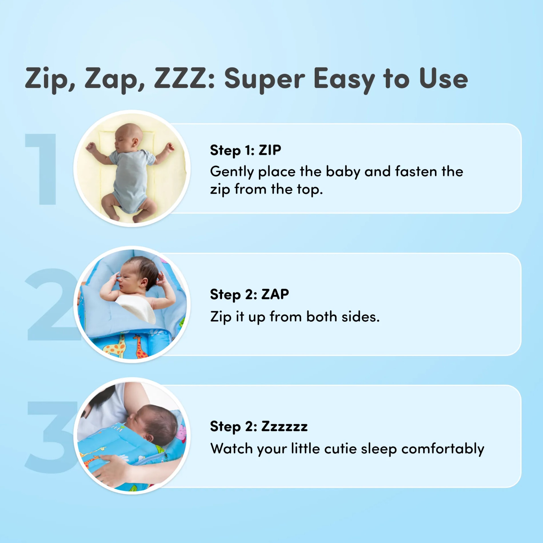 Baby 4–in-1 Soft & Snuggly Baby Sleeping Bag/Baby Carry Nest with 3-way Zip Opening | Soft & Breathable | Head-to-toe comfort - Alpha Baby