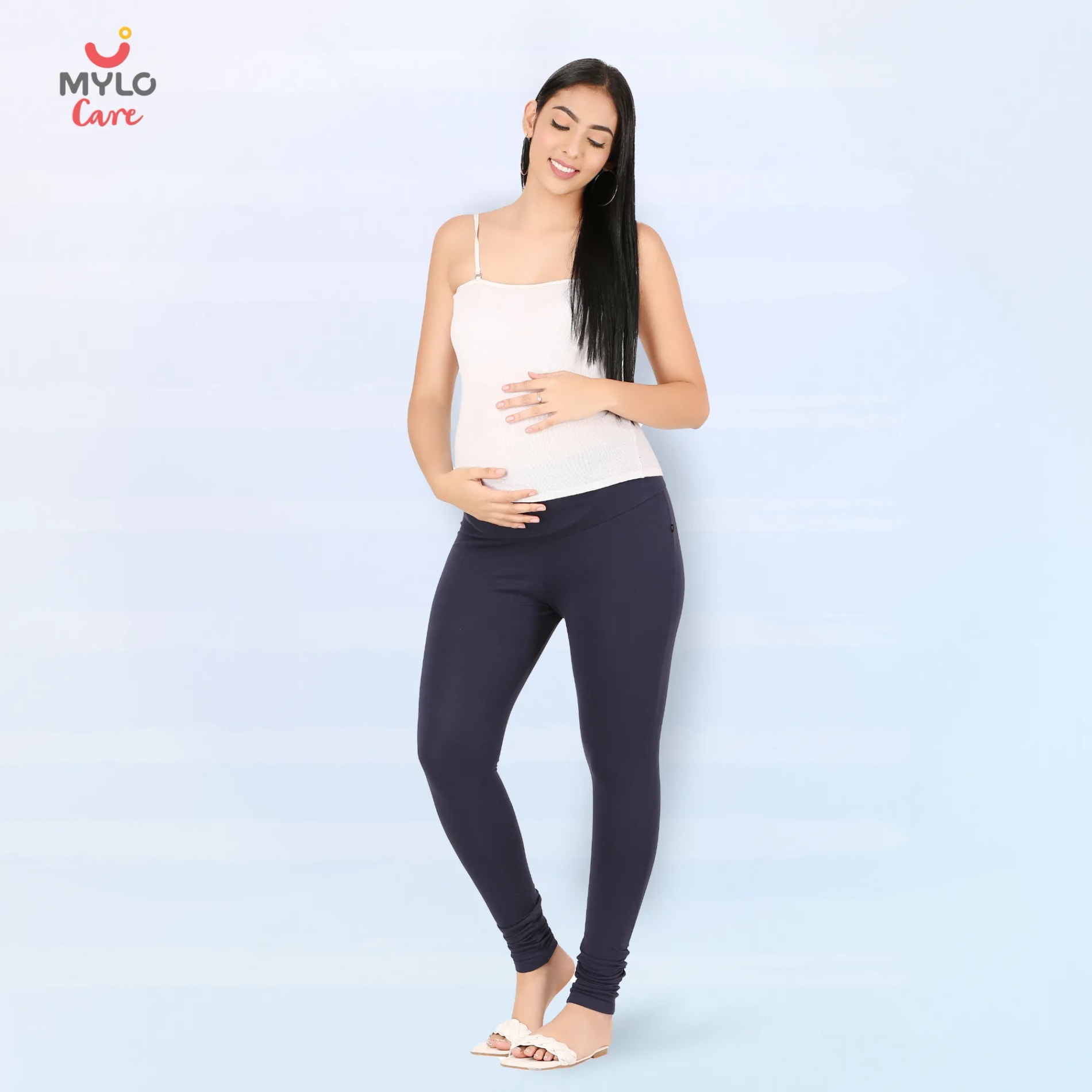 Stretchable Maternity Leggings for Women | Comfortable, Soft & Gentle on the Skin | Ideal for Pre & Post Delivery - Navy - L