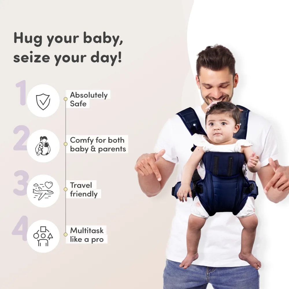Premium Baby Carrier Bag for 6-15 Months | 3 Comfortable Carrying Positions | Ergonomically Designed | Lightweight & Adjustable - Royal Blue