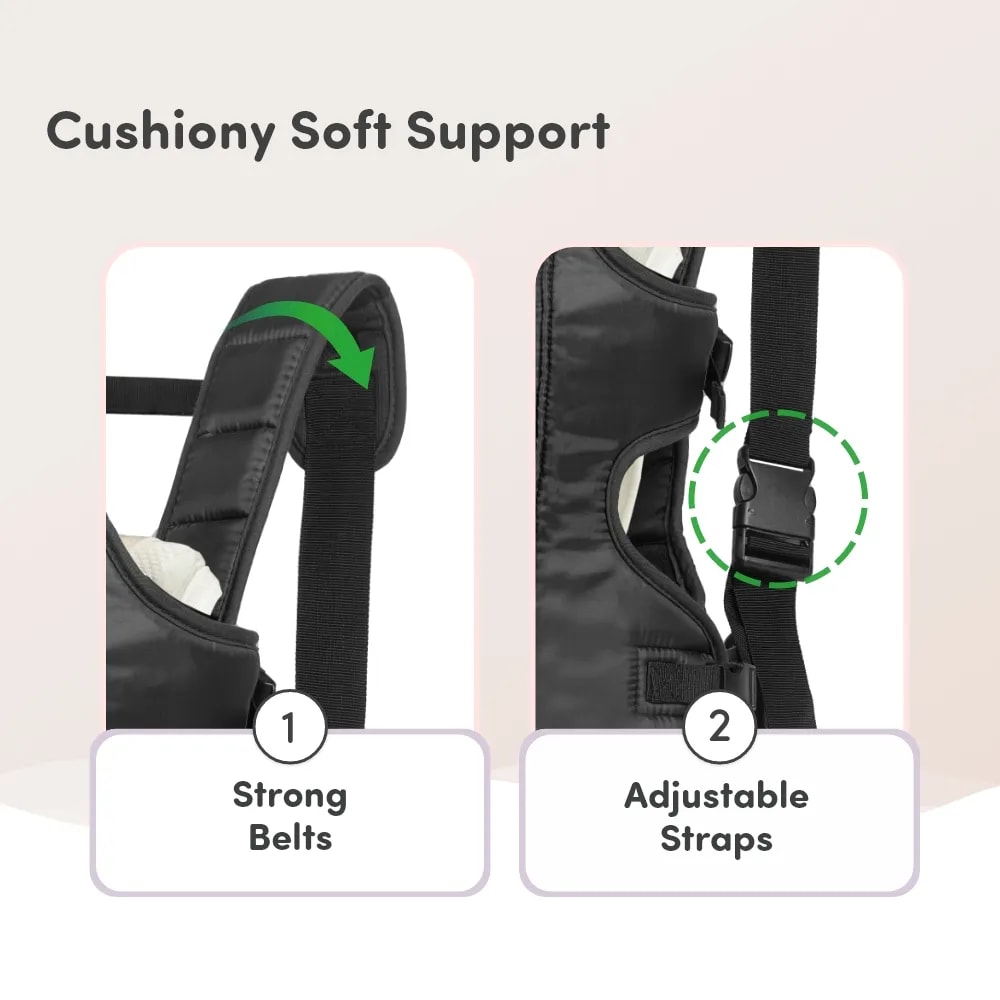 Premium Baby Carrier Bag for 6-15 Months | 3 Comfortable Carrying Positions | Ergonomically Designed | Lightweight & Adjustable - Black