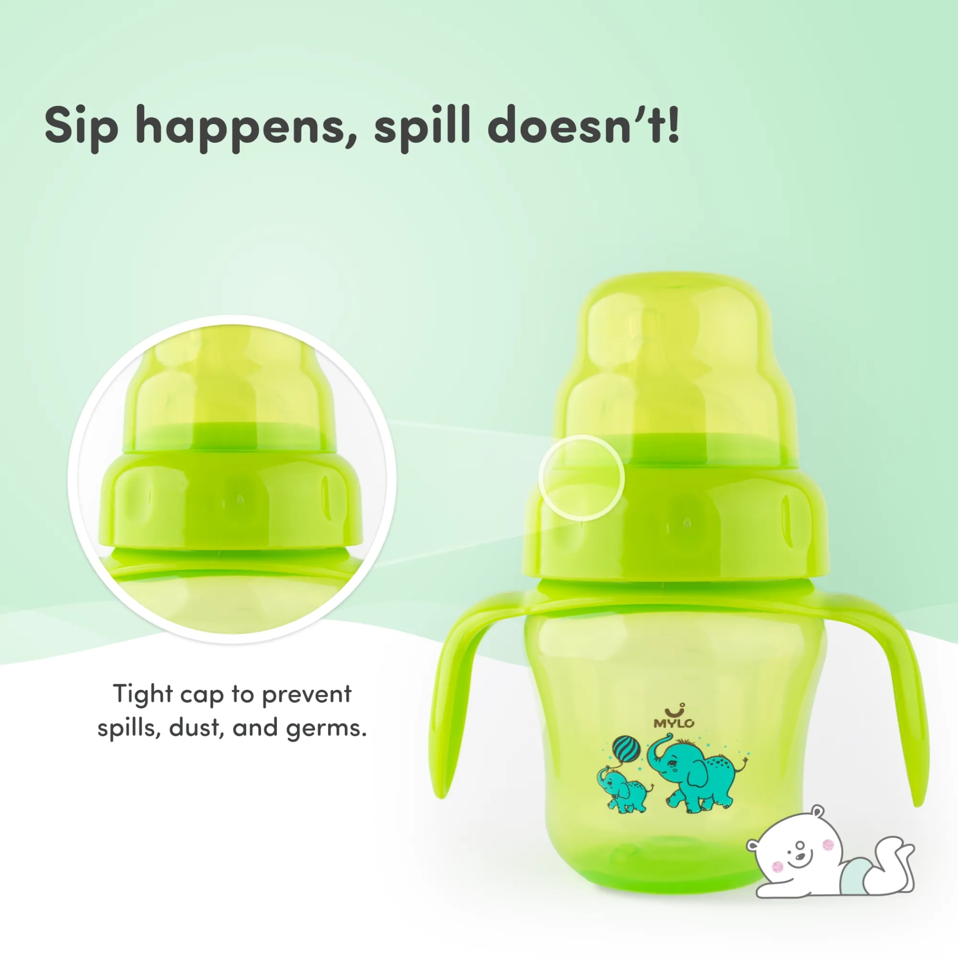Baby Sipper | 2-in-1 Convertible Sipper with Spout & Straw | Sipper Bottle for Kids - 150ml - BPA-Free (Green)