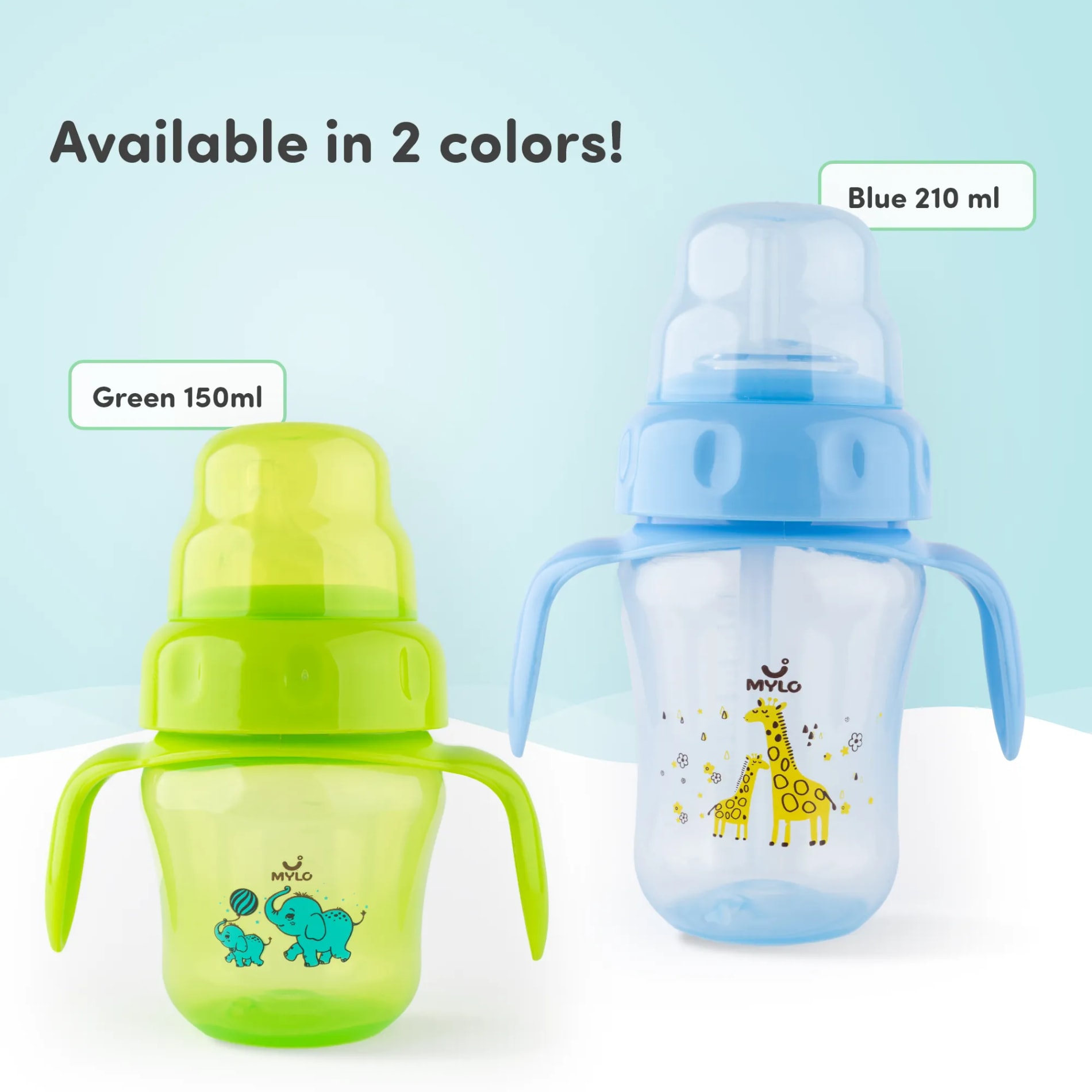 Baby Sipper | 2-in-1 Convertible Sipper with Spout & Straw | Sipper Bottle for Kids - 210ml - BPA-Free (Blue)