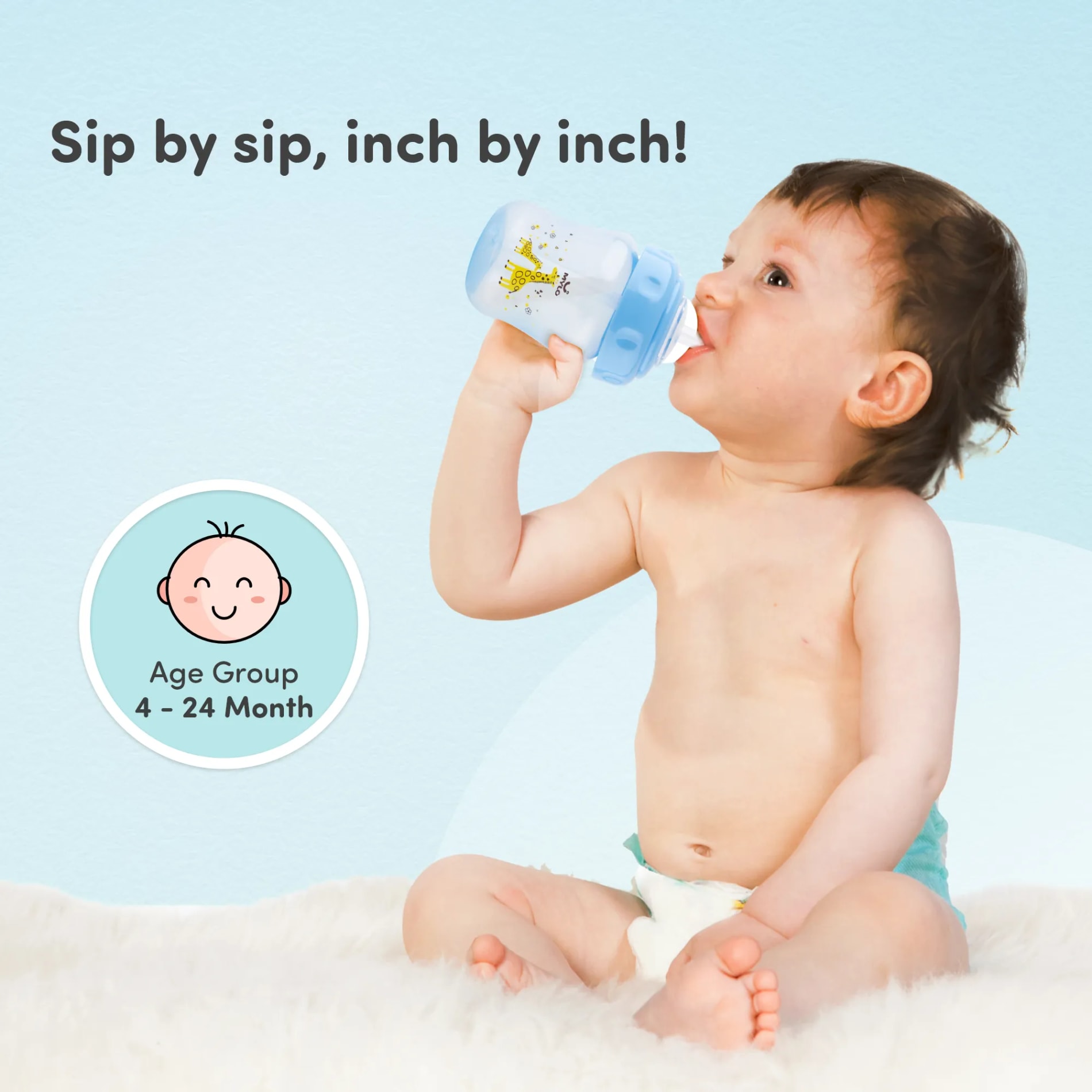 Baby Sipper | 2-in-1 Convertible Sipper with Spout & Straw | Sipper Bottle for Kids - 210ml - BPA-Free (Blue)