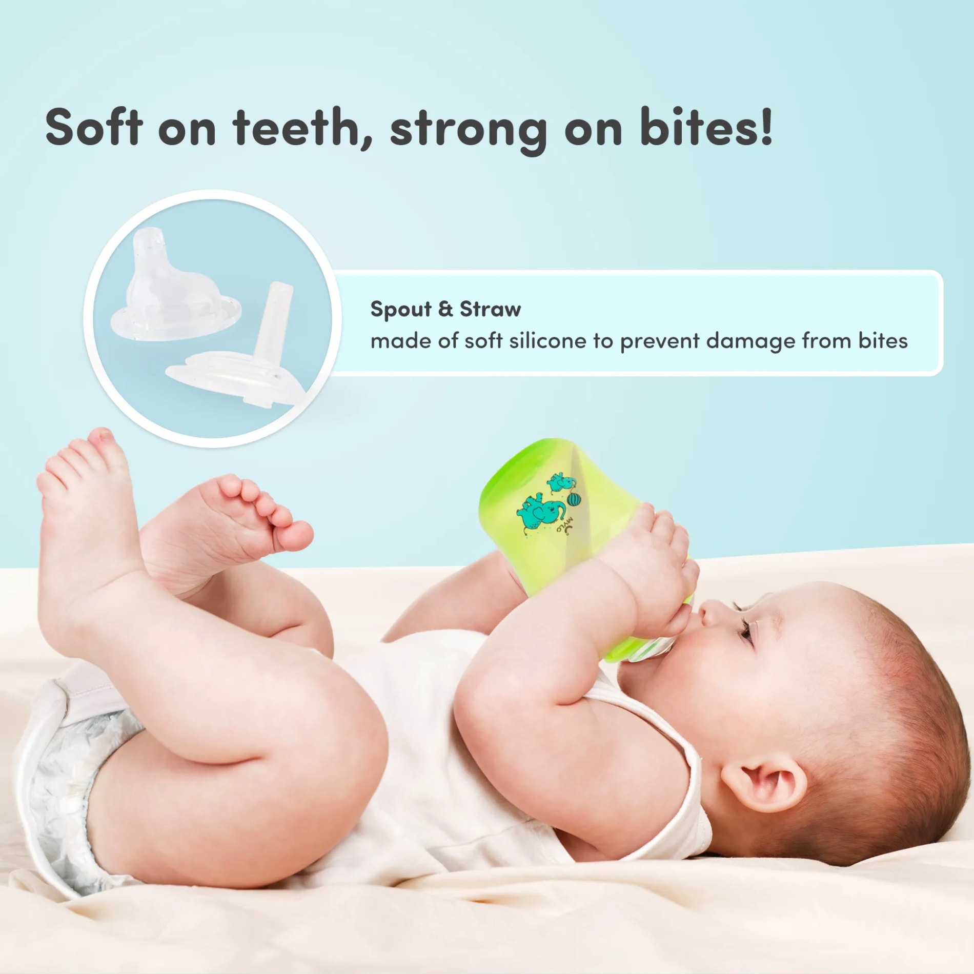 Baby Sipper | 2-in-1 Convertible Sipper with Spout & Straw | Sipper Bottle for Kids - 210ml - BPA-Free (Blue)