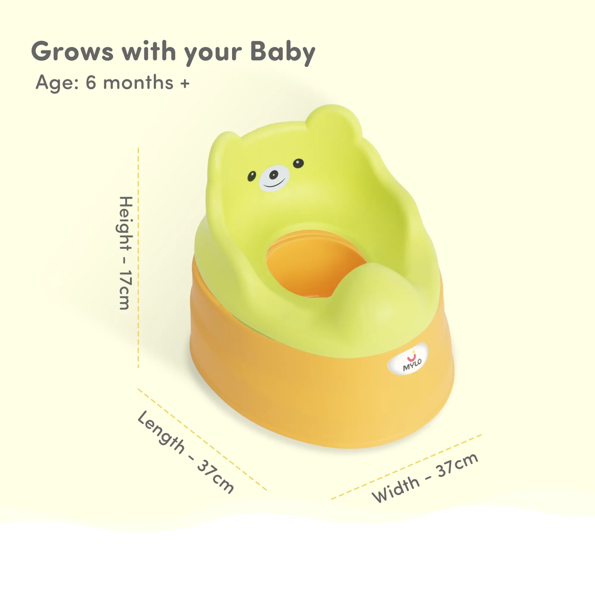 Potty Seat | Baby Potty Chair | 2-in-1 Potty Training Chair with Detachable Potty Bowl | Easy to Carry & Clean - Green & Yellow