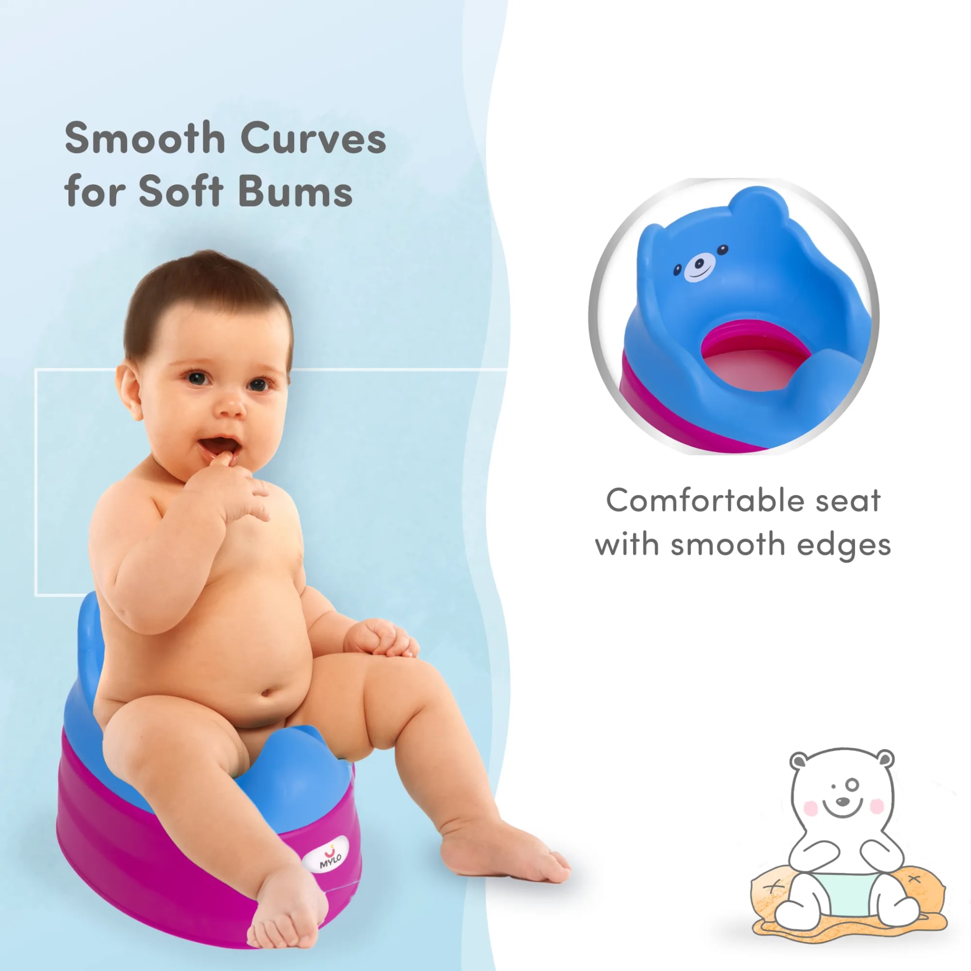 Potty Seat | Baby Potty Chair | 2-in-1 Potty Training Chair with Detachable Potty Bowl | Easy to Carry & Clean - Blue & Purple