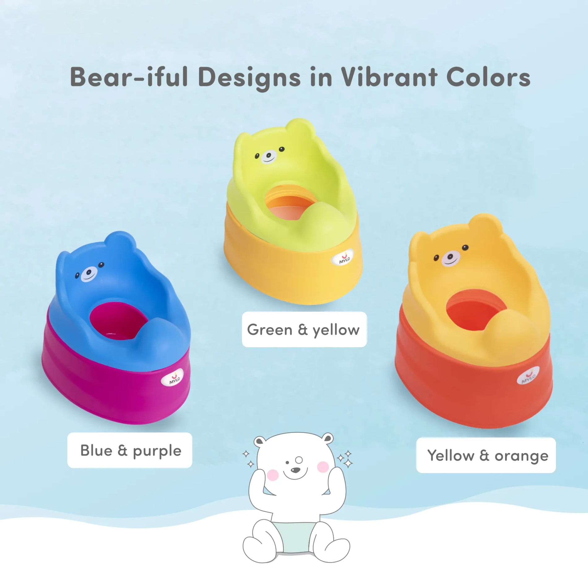 Potty Seat | Baby Potty Chair | 2-in-1 Potty Training Chair with Detachable Potty Bowl | Easy to Carry & Clean - Blue & Purple
